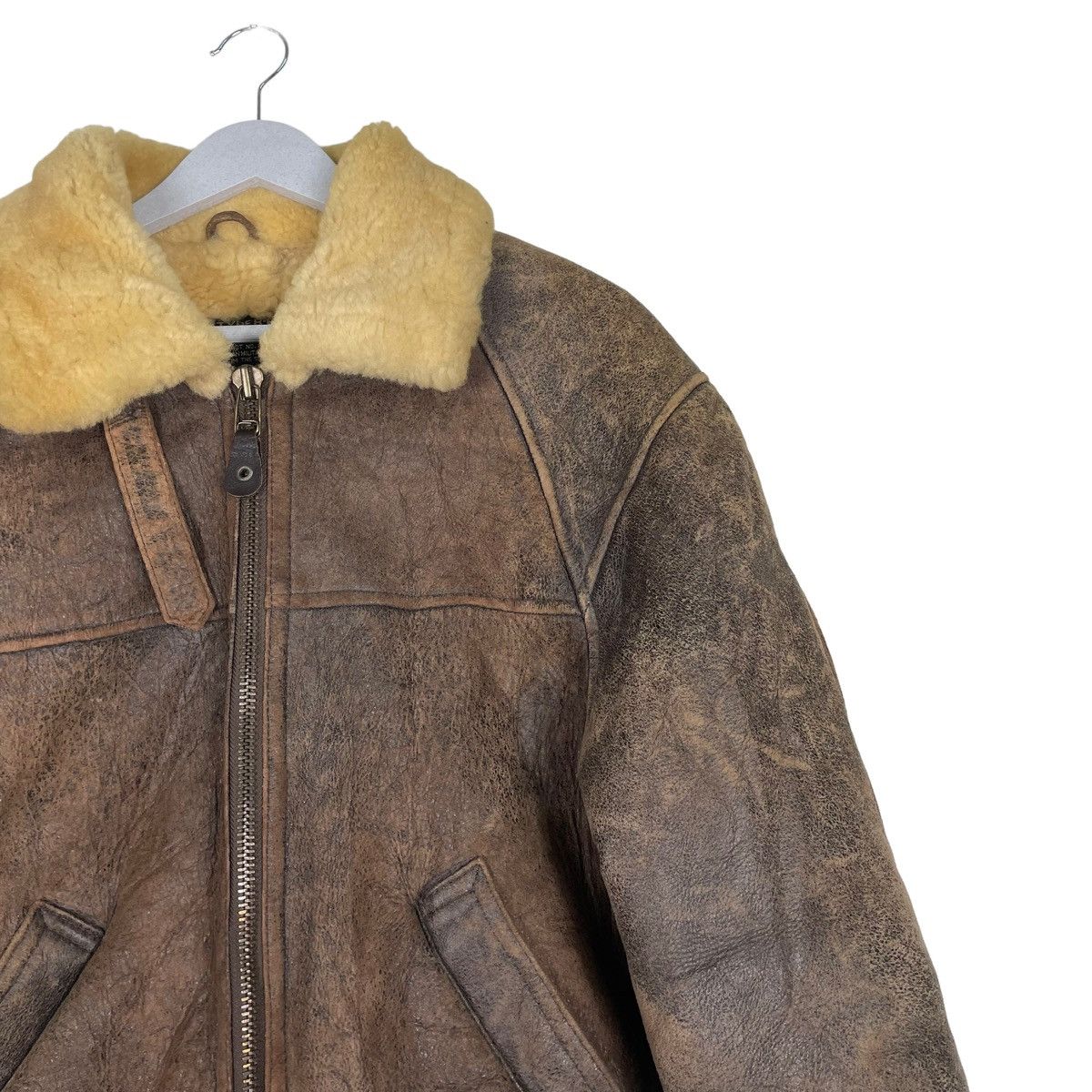 Leather × Vintage 💥VINTAGE FEDELESS MILITARY SHEARLING B3 SHEEPSKIN JACKET Size US M / EU 48-50 / 2 - 5 Thumbnail