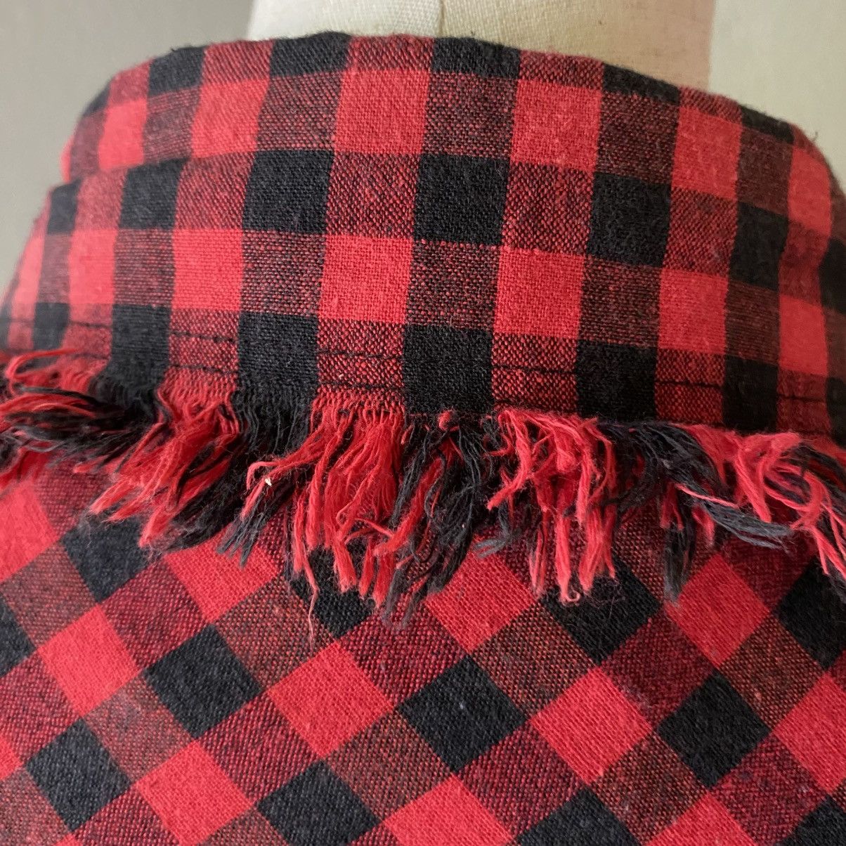 Designer × Japanese Brand GARULA Y2K Punk Red Black Check Frayed Shirt Size M / US 6-8 / IT 42-44 - 6 Thumbnail