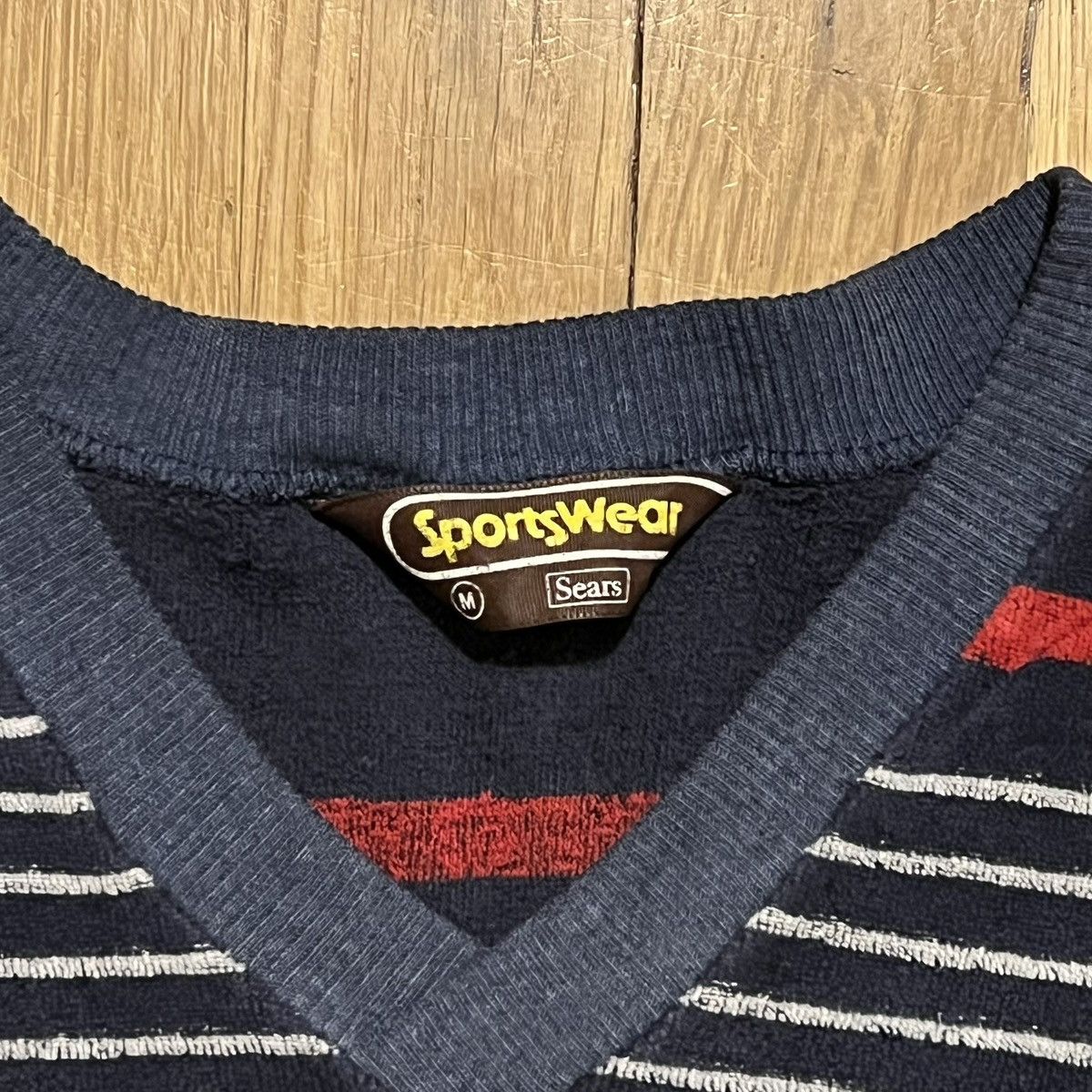 Sears Vintage 70s Sears Sportswear Stripped Sweater Medium Blue Size US M / EU 48-50 / 2 - 2 Thumbnail