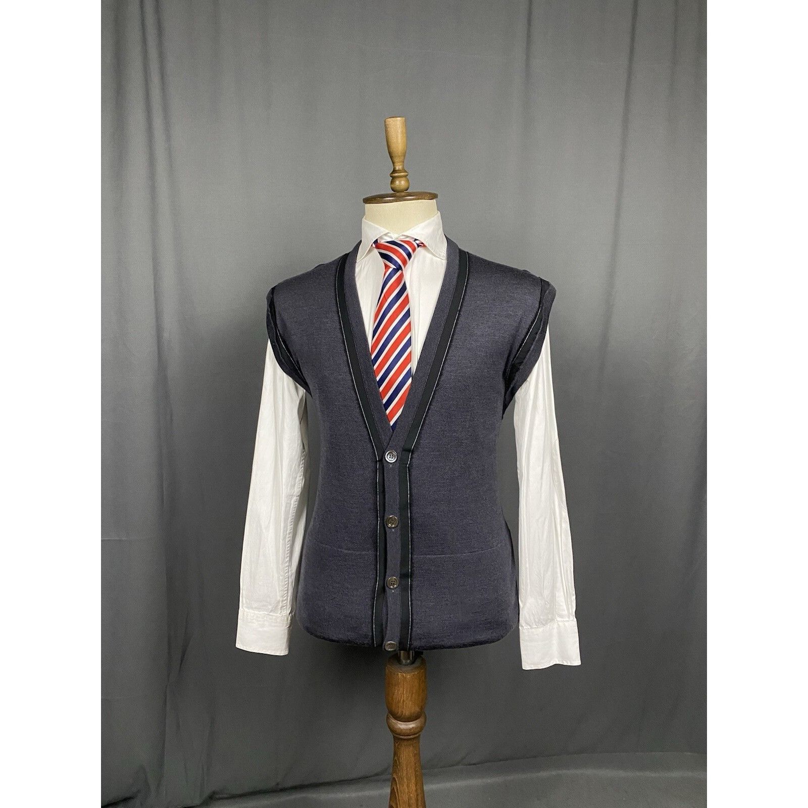 Dior Dior Homme Men's Gray Wool Silk Vest Size M Size US M / EU 48-50 / 2 - 2 Thumbnail