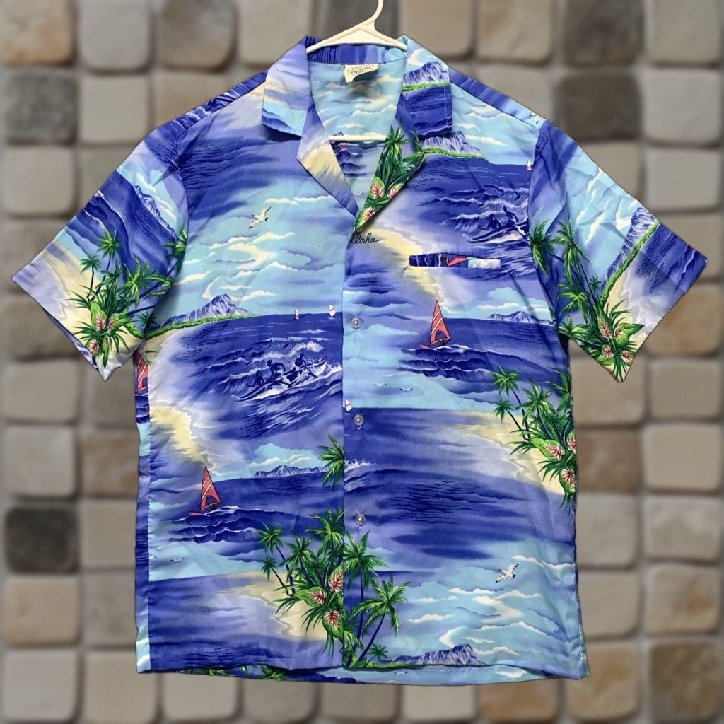 Vintage Royal Creations Shirt Mens Hawaiian Size Medium Button Down 1 Pocket Blue Size US M / EU 48-50 / 2 - 1 Thumbnail
