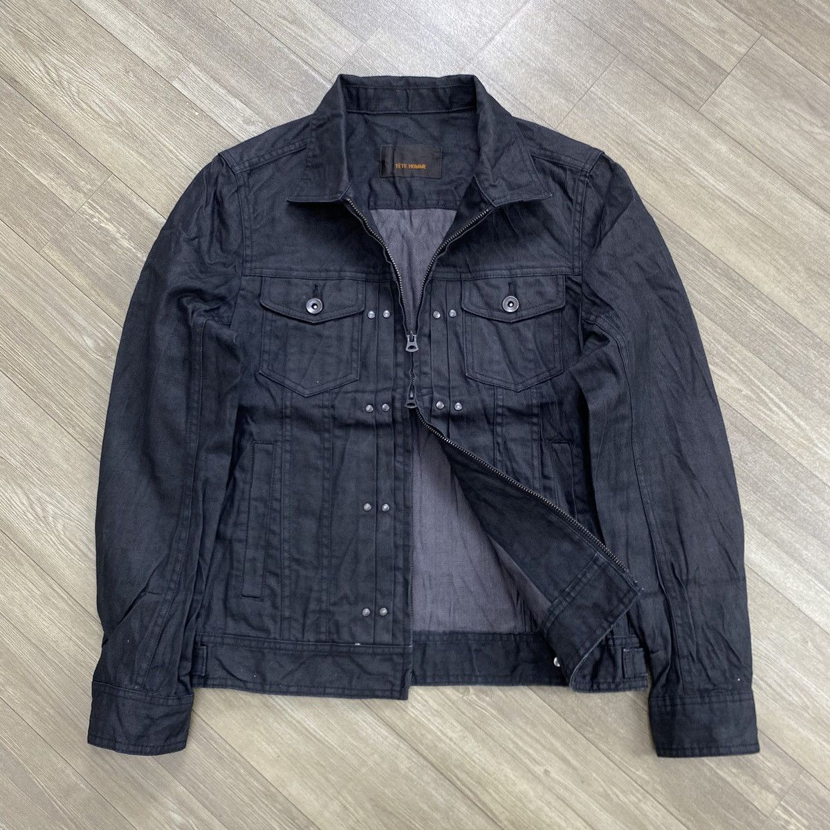 Issey Miyake Vintage Issey Miyake Tete Homme Black Denim Jacket Designer Size US M / EU 48-50 / 2 - 2 Thumbnail