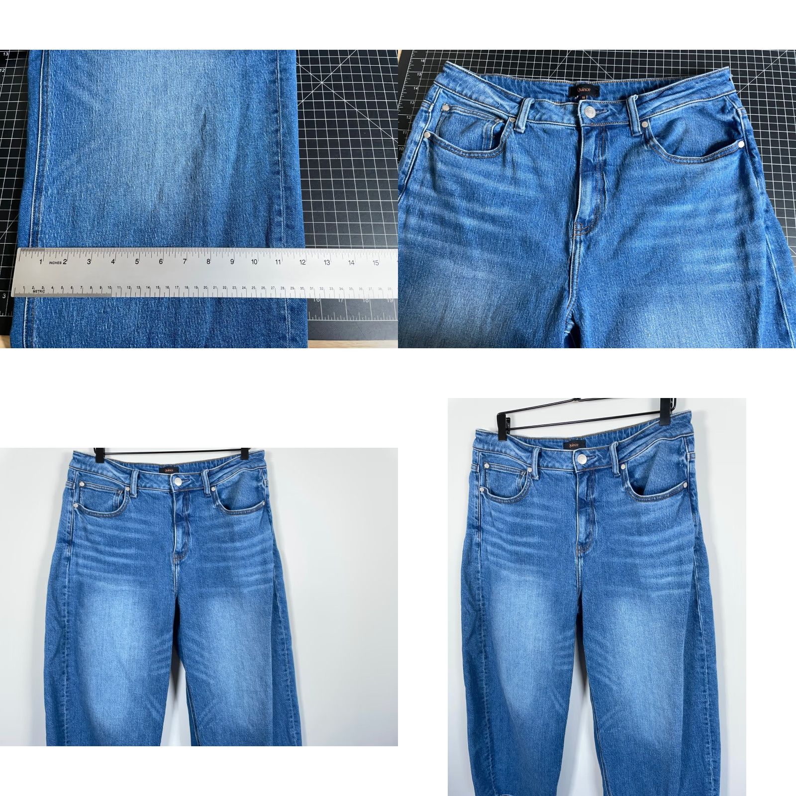 Quince Quince Bella Stretch Barrell Jeans Women's 32 Atlantic Blue Denim High Rise 5-Pocket Wide-Leg Jeans Mens? Size 24" / US 00 / IT 34 - 9 Thumbnail