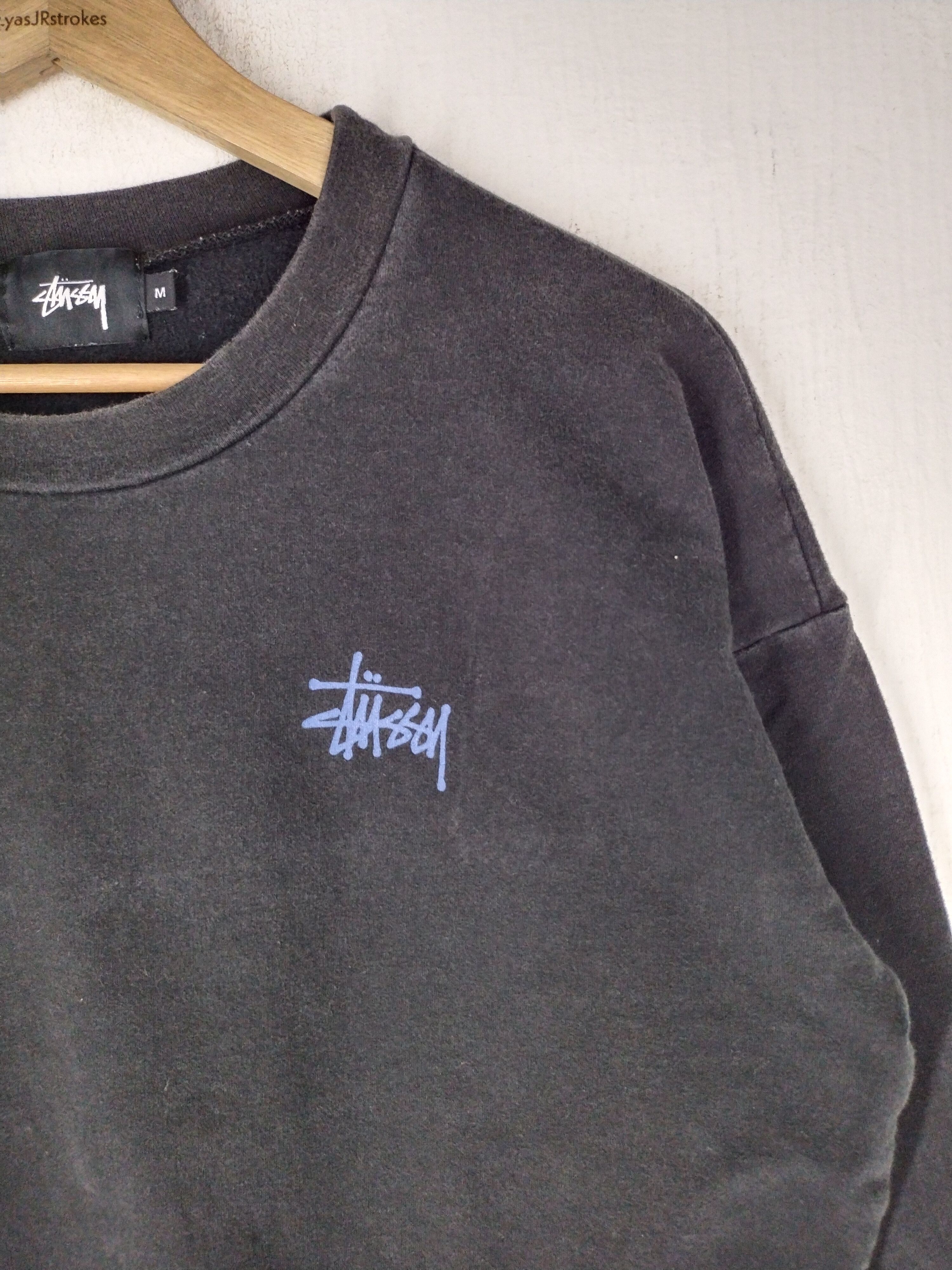 Stussy × Vintage Stussy Spellout Logo Sweatshirt Black Size US M / EU 48-50 / 2 - 4 Thumbnail
