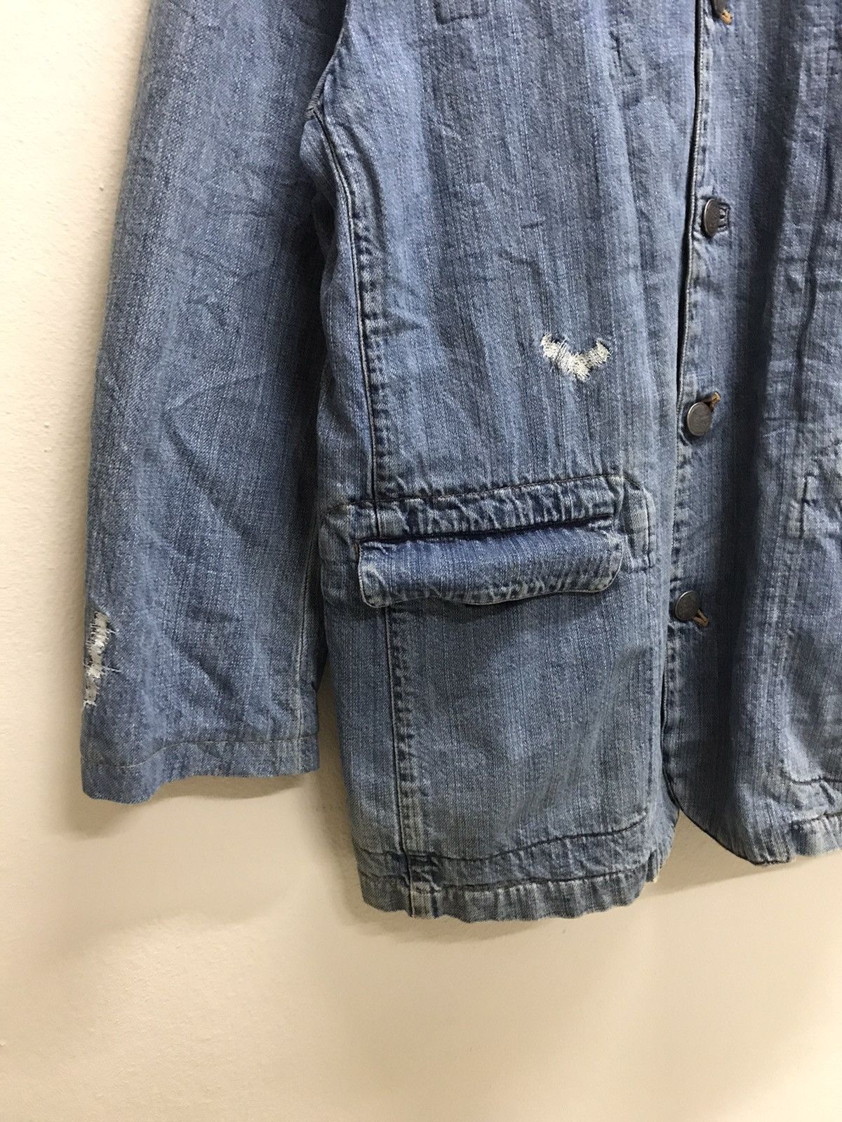 Japanese Brand Vintage Distressed Papas Tartan Neck Chore Jacket Denim Size US M / EU 48-50 / 2 - 6 Thumbnail