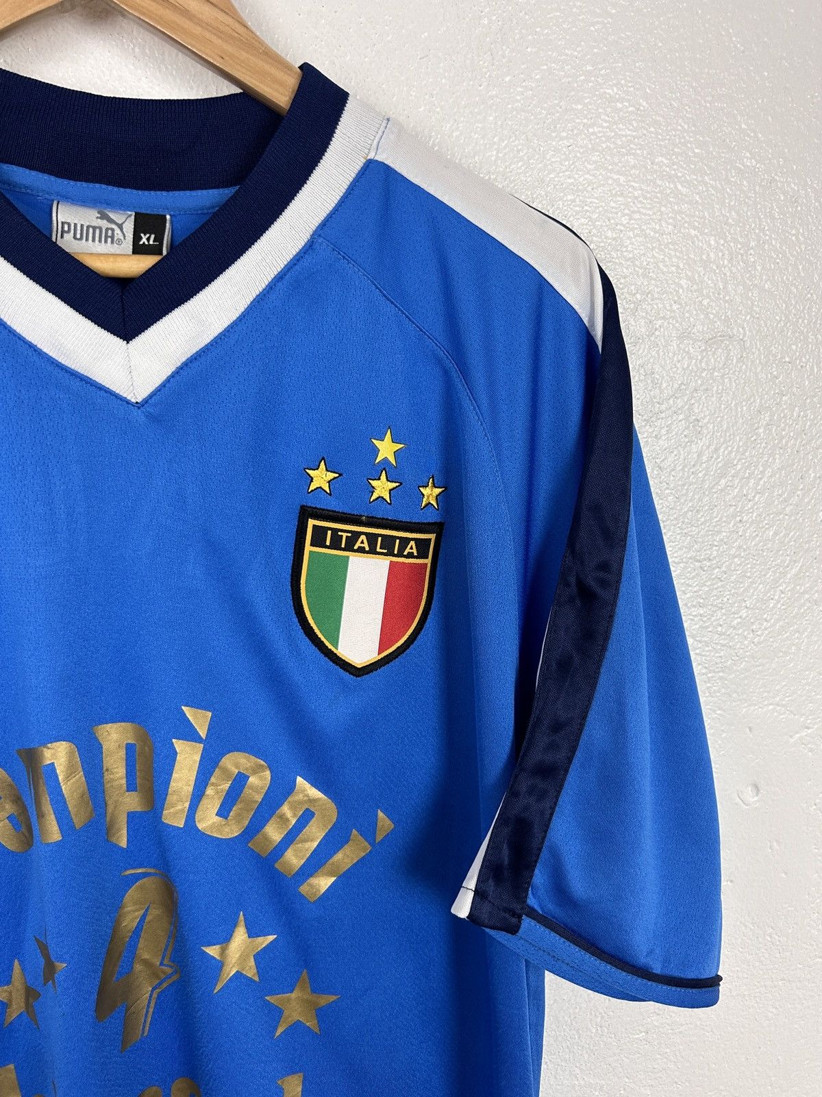 Puma Early 00s Vintage Puma Italy Soccer Training Jersey Blue Size US XL / EU 56 / 4 - 2 Thumbnail