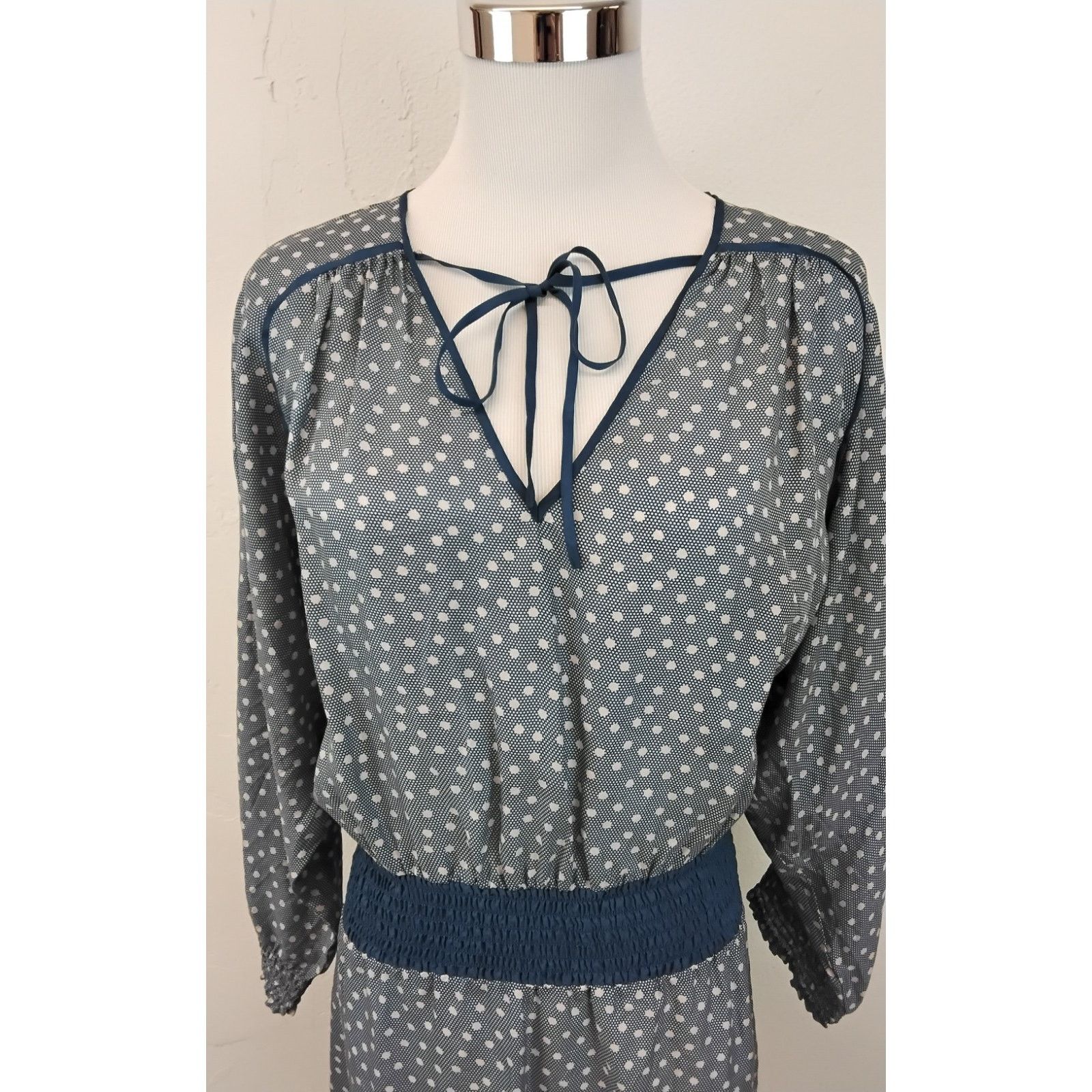 Rebecca Taylor Rebecca Taylor Dress Women's 4 Blue/White Polka Dots Size S / US 4 / IT 40 - 3 Thumbnail