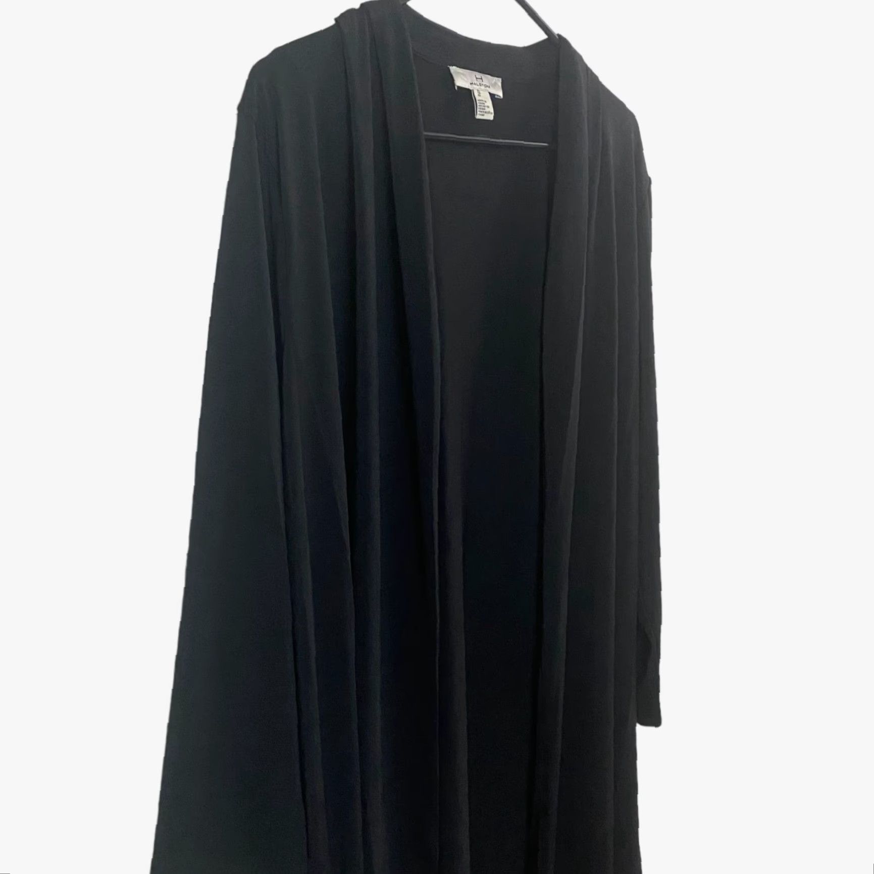 Halston Halston Cardigan Open-Front Black Long Sleeve Women's XL Drape Flowy Stretch Sweater Size XL / US 12-14 / IT 48-50 - 4 Thumbnail