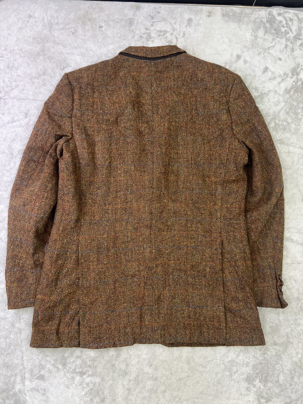 Harris Tweed Vintage Harris Tweed Brown Windowpane Wool Blazer Jacket Men Size 52R - 15 Thumbnail