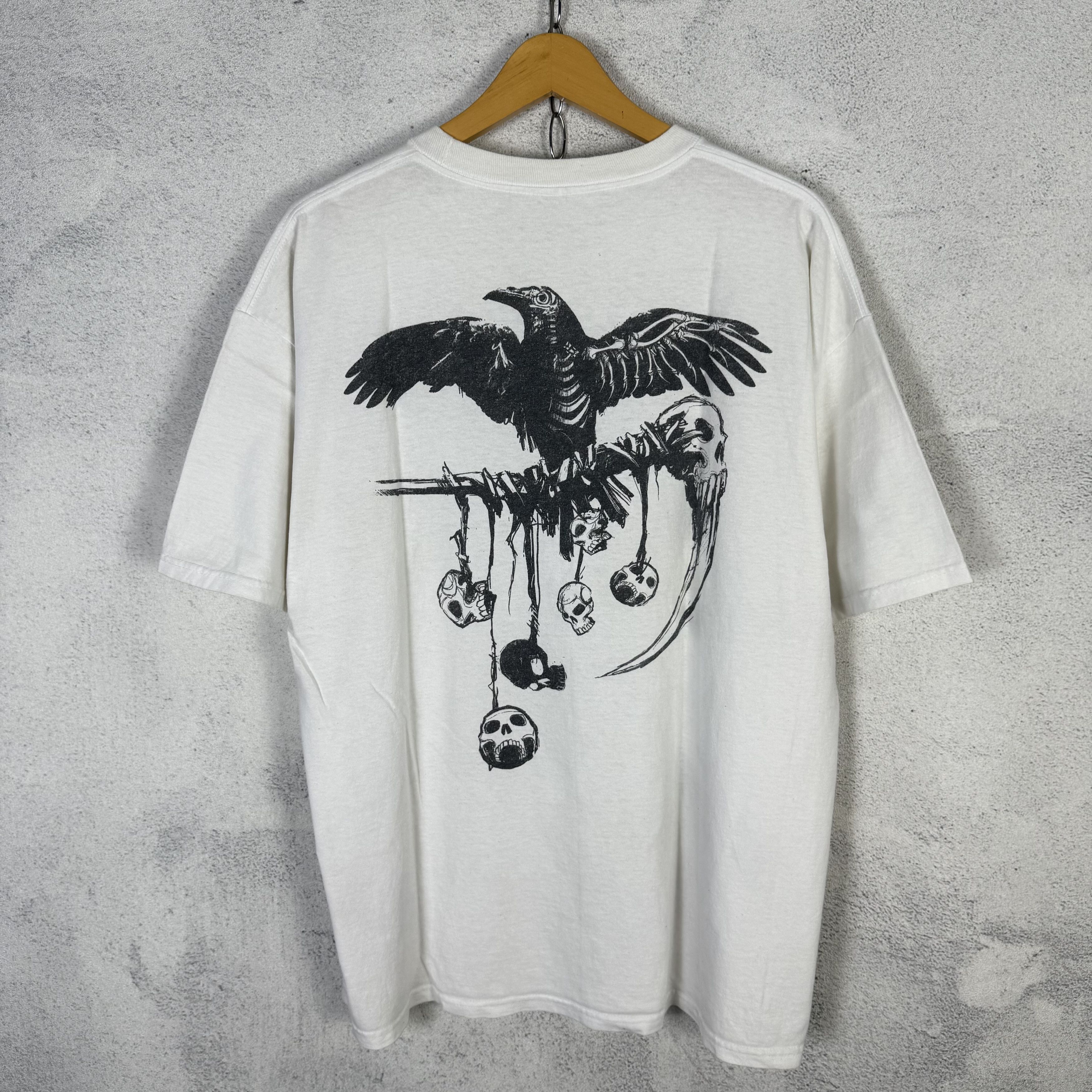 Vintage Dark Fantasy Grim Reaper Graphic Tshirt Skull & Crow Art Size US L / EU 52-54 / 3 - 2 Thumbnail