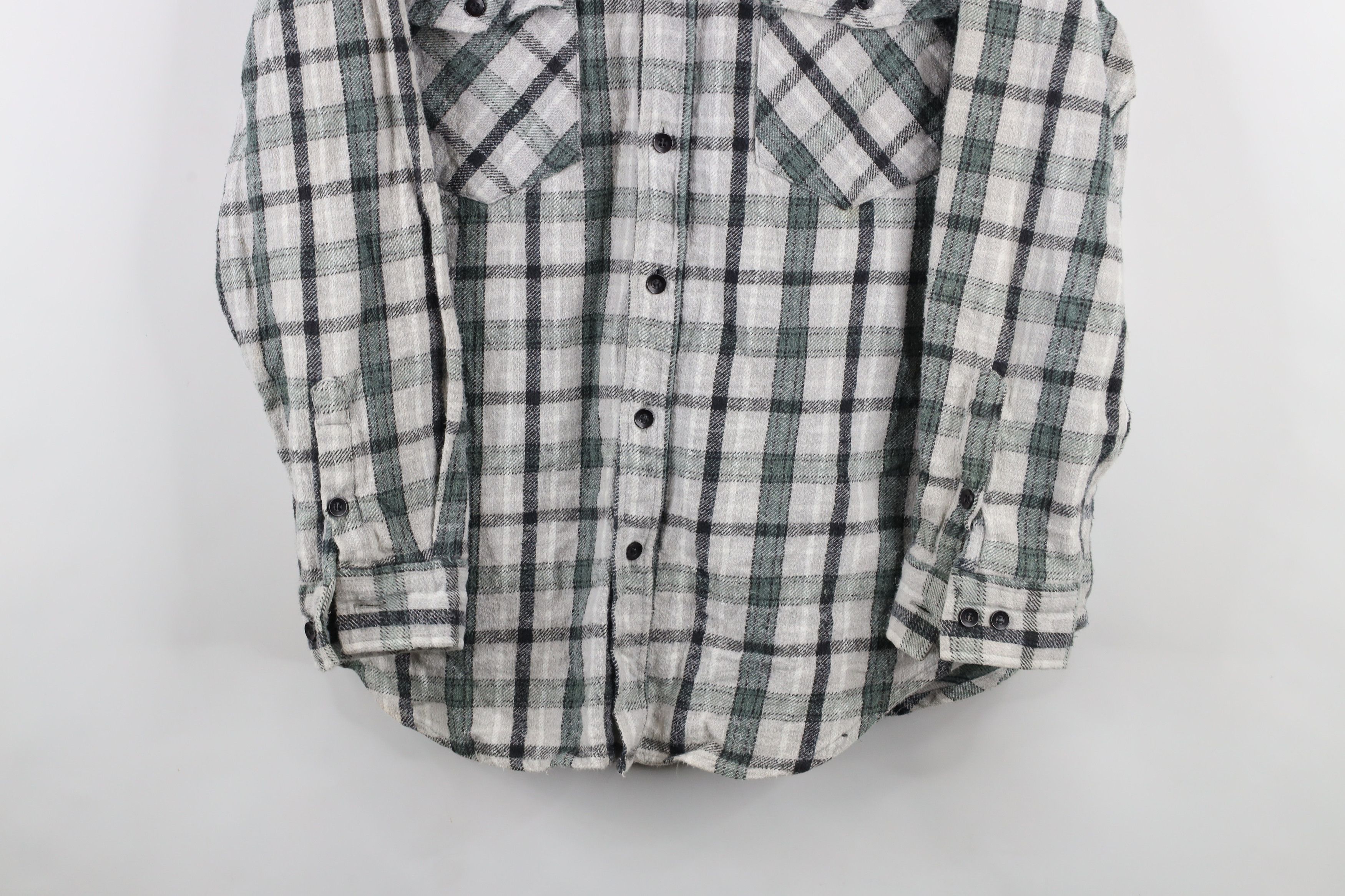 Vintage Vintage 90s Streetwear Heavyweight Button Shirt Plaid Size US L / EU 52-54 / 3 - 3 Thumbnail
