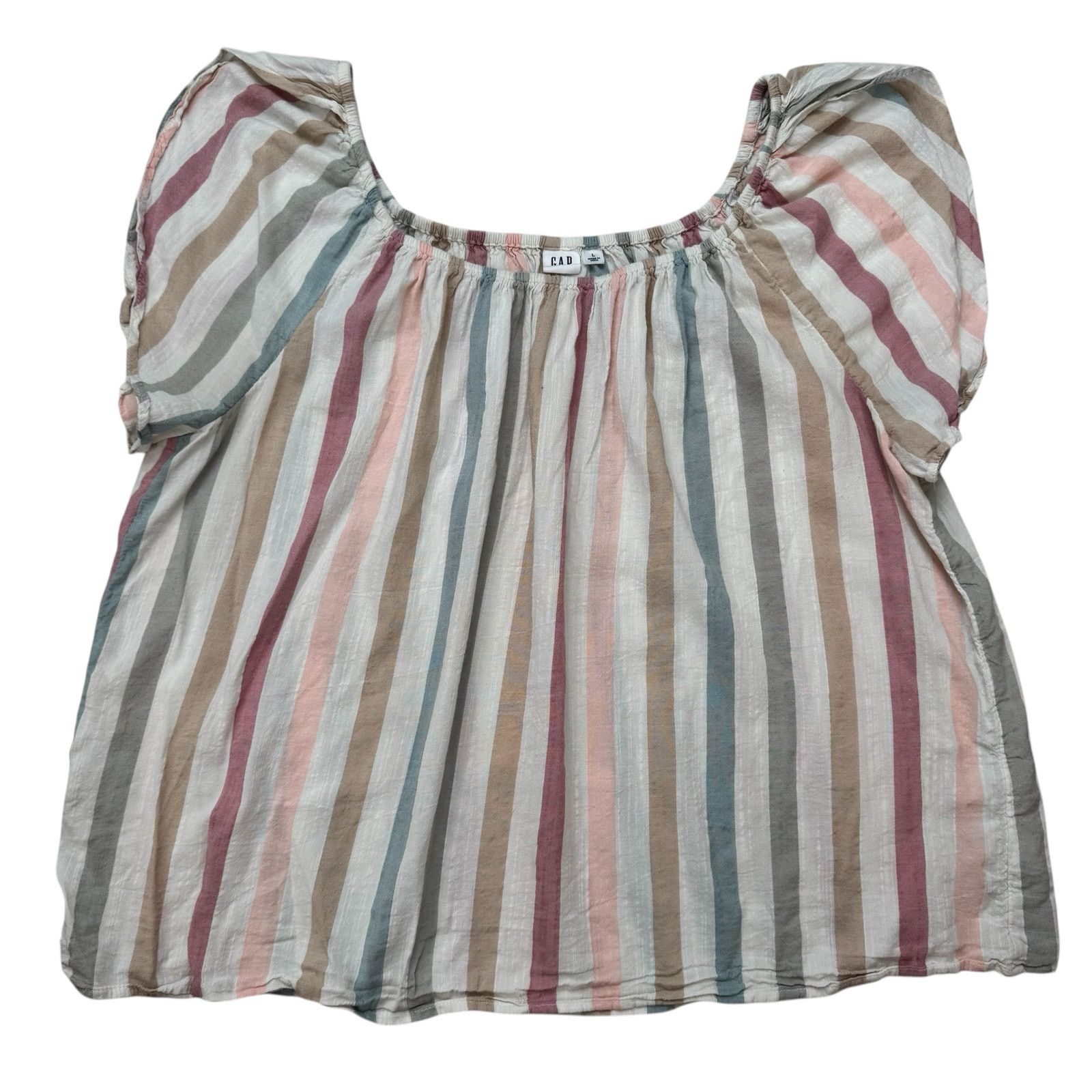 Gap GAP Soft Vertical Stripe Flutter Sleeve Blouse Large Size L / US 10 / IT 46 - 4 Thumbnail