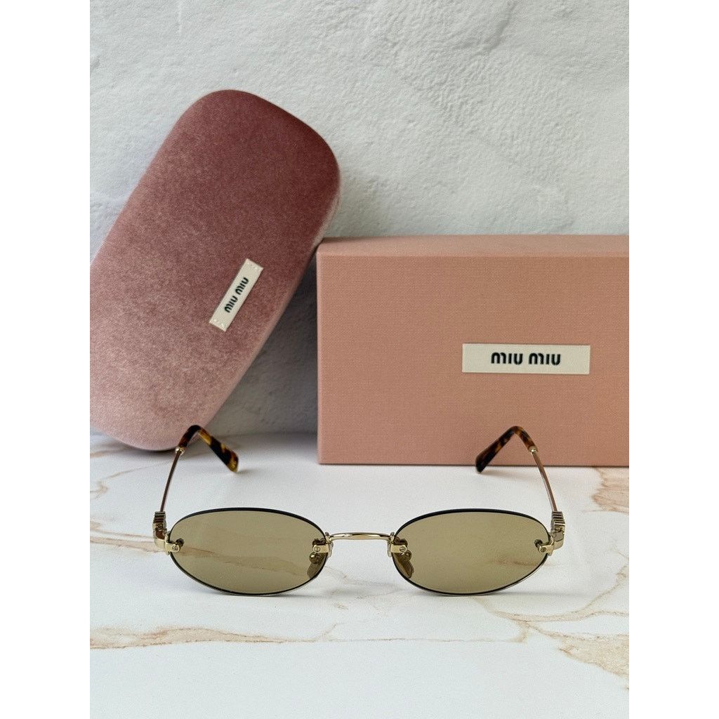 Miu Miu NEW Miu Miu MU A54S Rimless Sunglasses in Gold Yellow $578 Size ONE SIZE - 4 Thumbnail