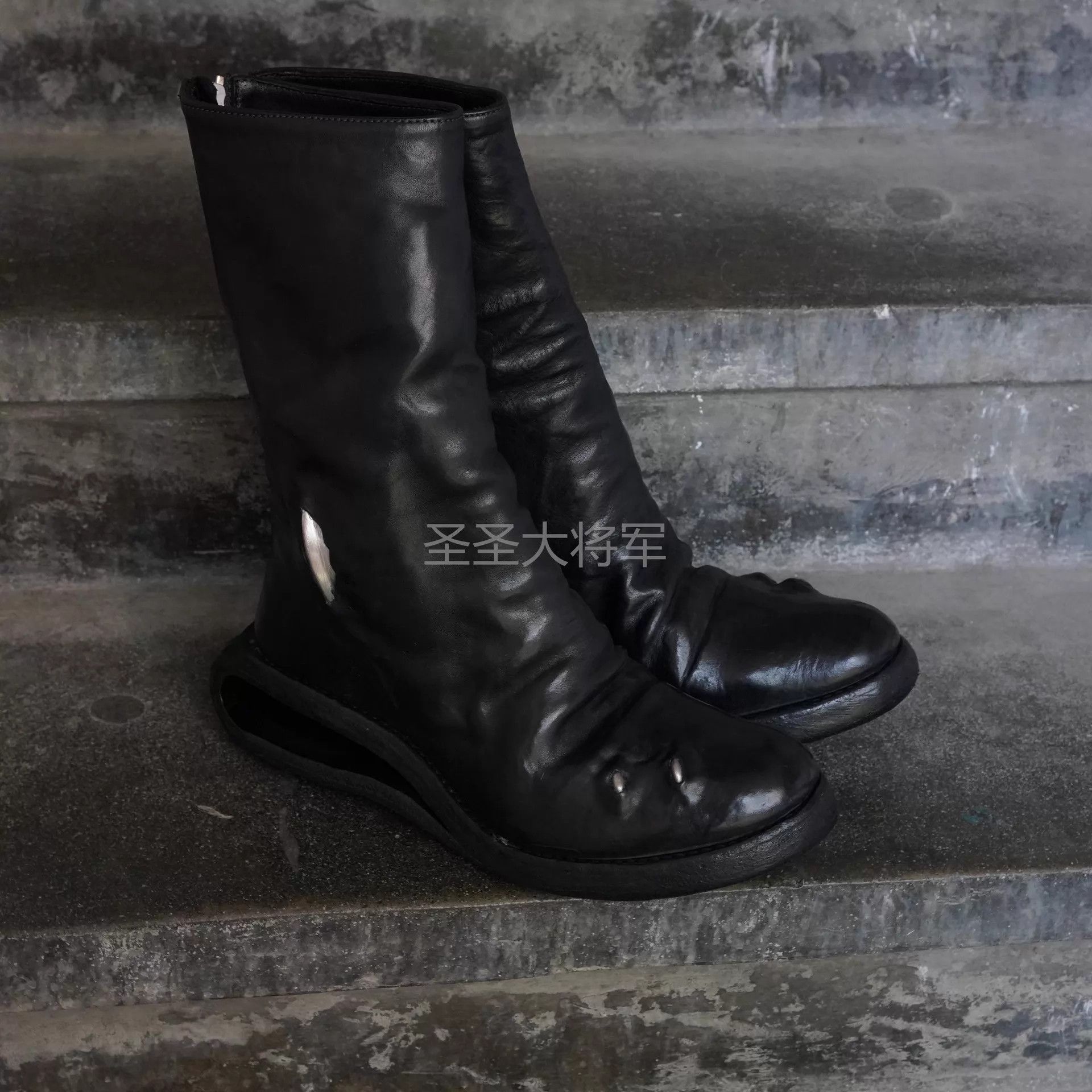 Carol Christian Poell CCP AM2693P Black Horse Leather Ti U Sole Boot 7 (Last) Size US 7 / EU 40 - 3 Thumbnail