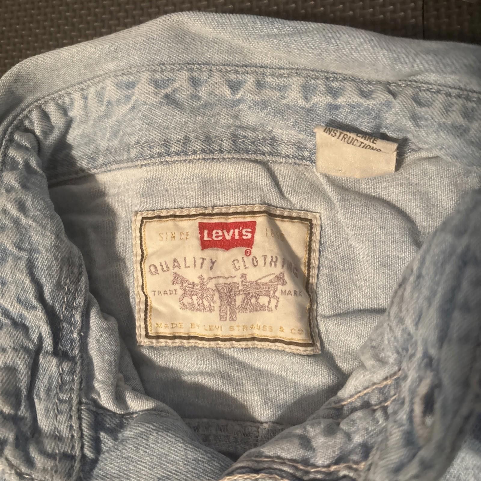 Levi's Levis Denim Jean Shirt Blue Long Sleeve Button Up Camp Men M Size US M / EU 48-50 / 2 - 2 Thumbnail