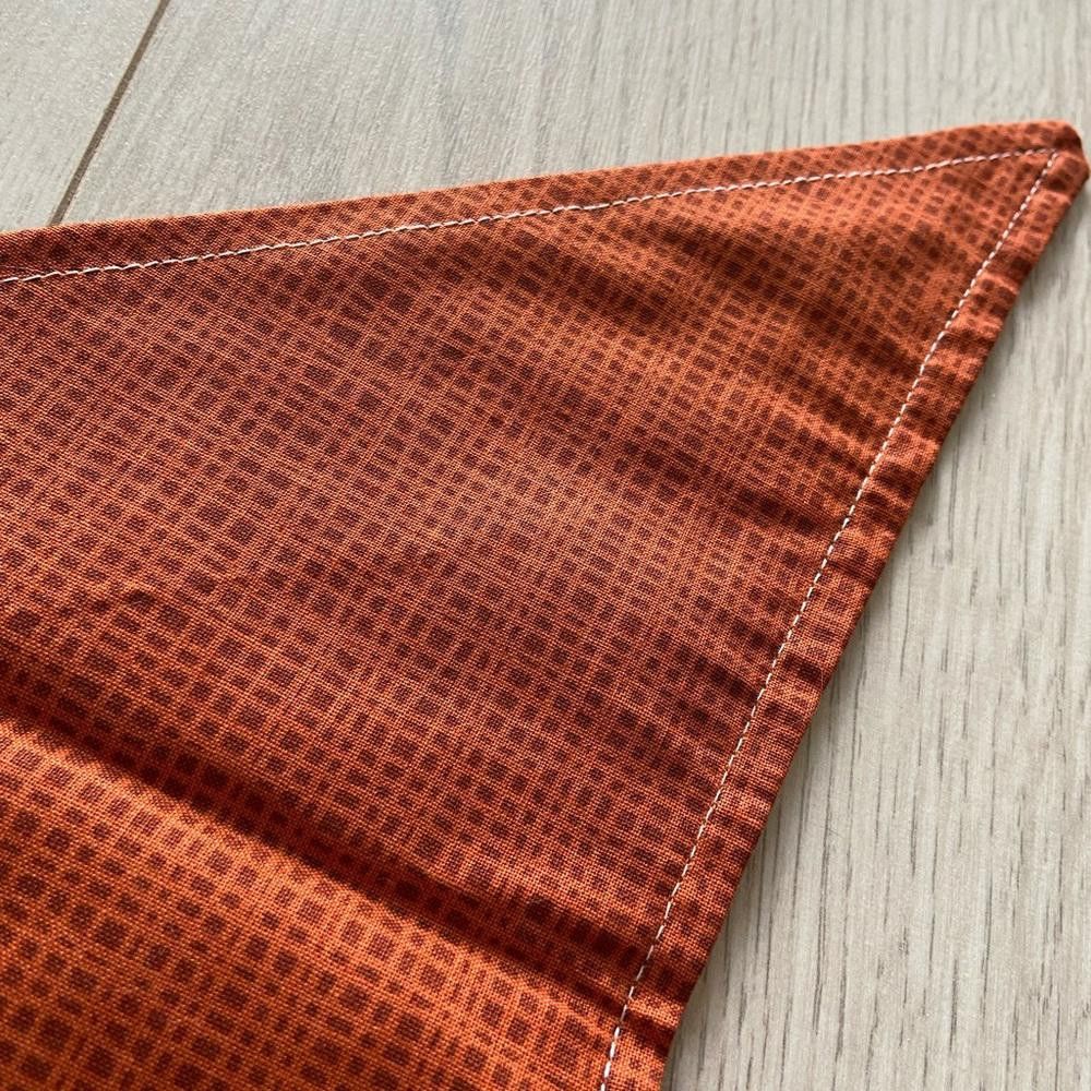 Designer Orange Square Pattern Dog Bandana with Matching Scrunchie Size ONE SIZE - 2 Thumbnail