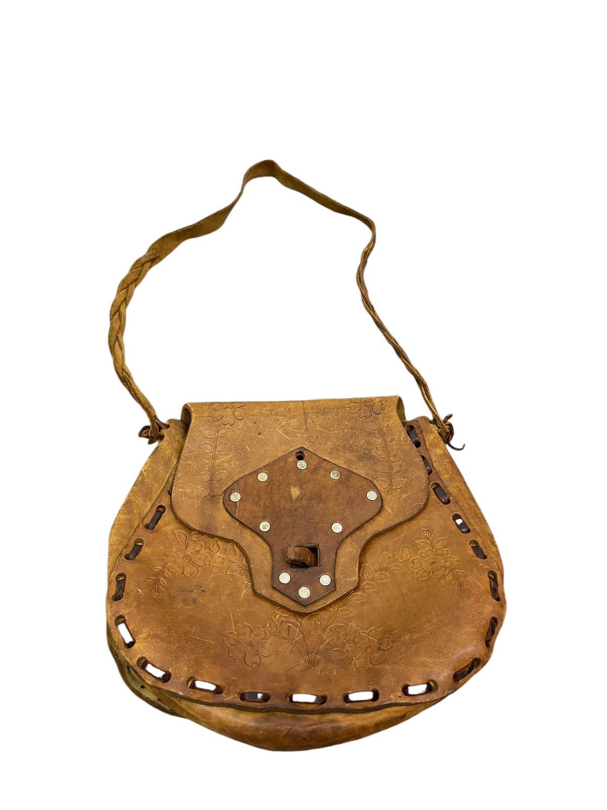 Genuine Leather Full Leather Patina Unknown Handmade Shoulder Bag 9🟩 Size ONE SIZE - 5 Thumbnail