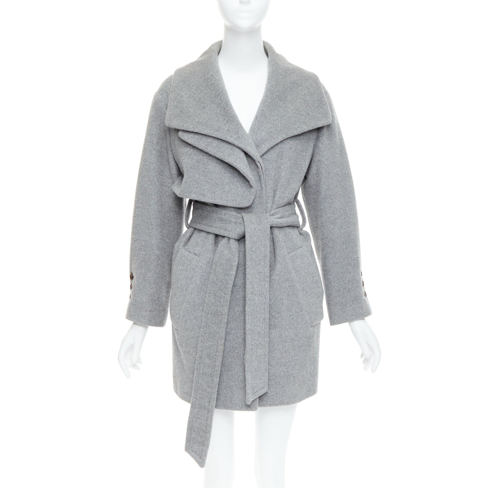 Other HANII Y grey wool angora oversized gun flap belted coat FR38 S Size M / US 6-8 / IT 42-44 - 1 Thumbnail