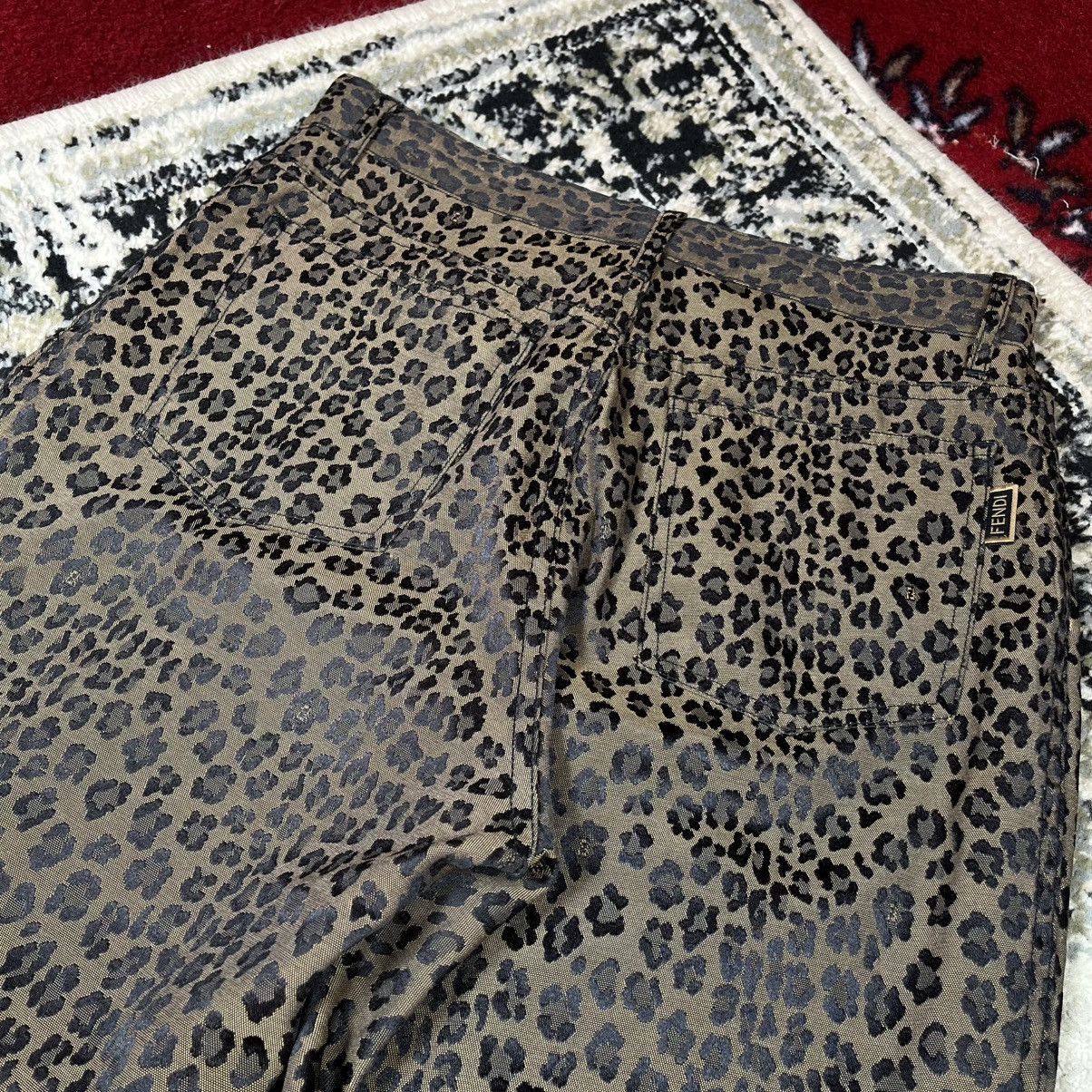 Fendi Vintage Monogram Y2K Luxury Fendi Jeans Leopard Print Pants Size 31" - 5 Thumbnail
