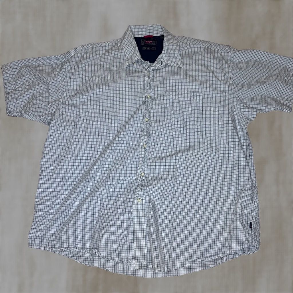 Wrangler Wrangler Men's Plaid Button Up Shirt Cool River Cotton 2XL Size US XXL / EU 58 / 5 - 1 Thumbnail