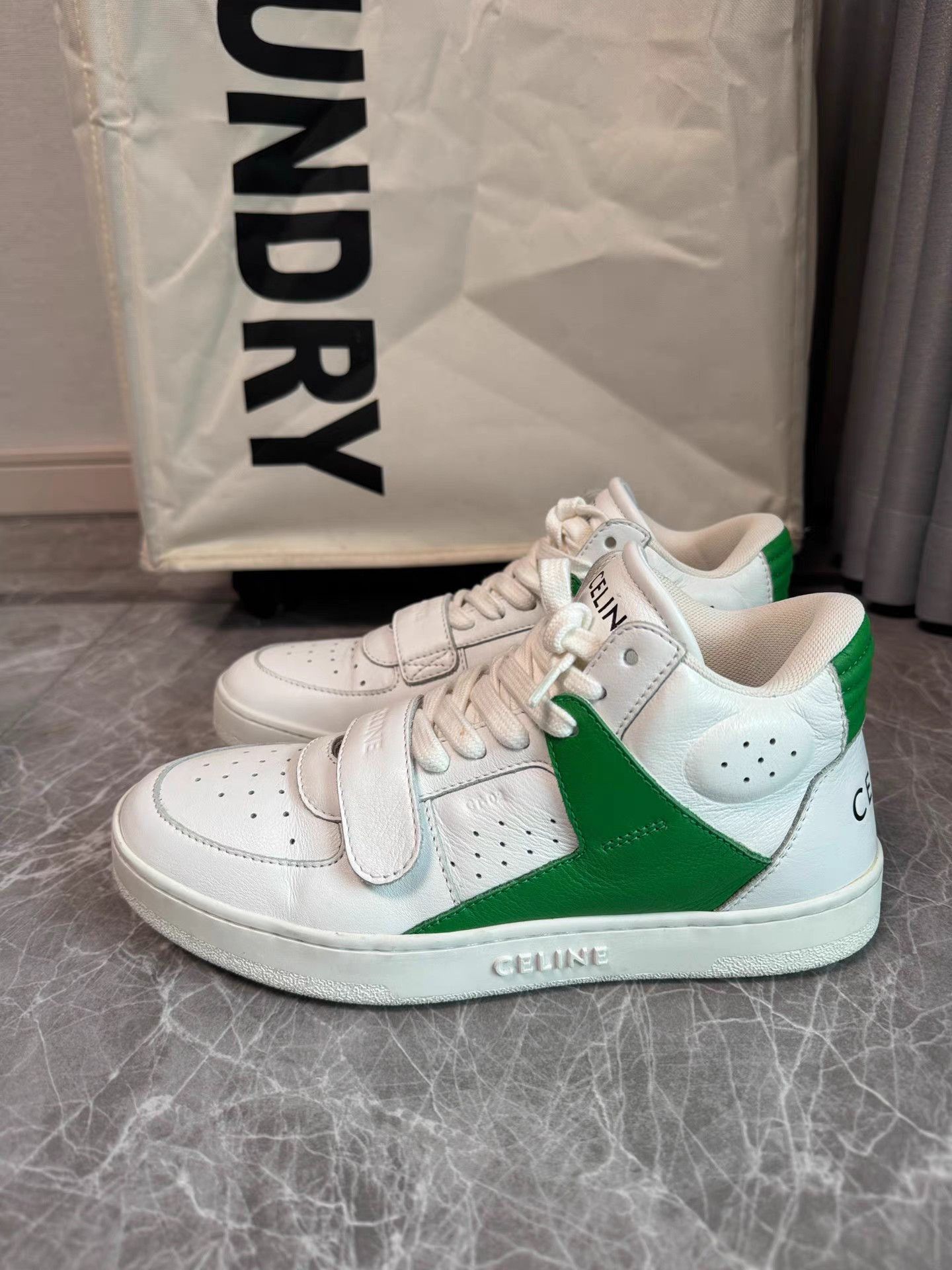Celine Celine CT02 White & Green Color Block Sneakers K6 Size US 7 / IT 37 - 1 Thumbnail