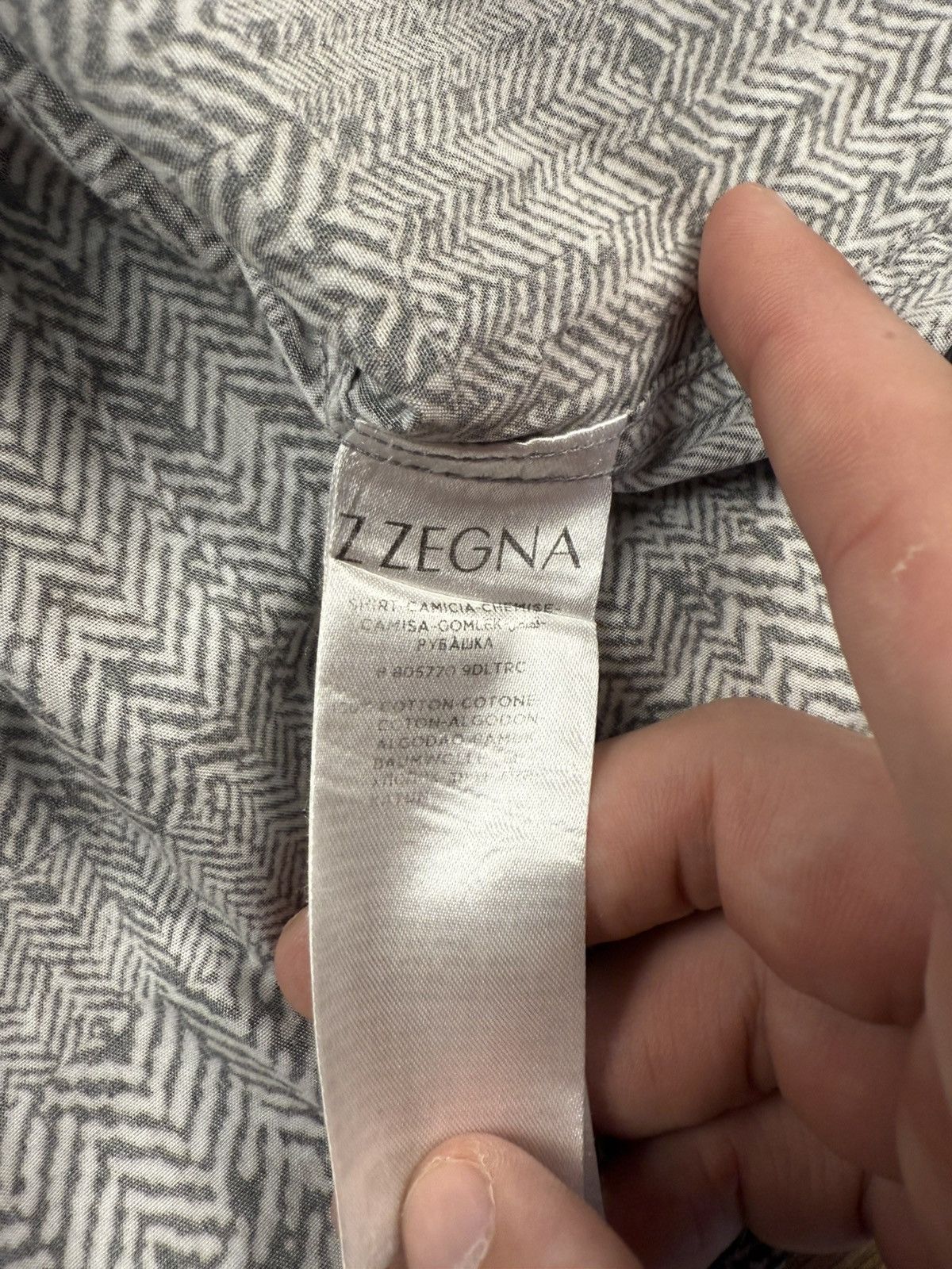 Z Zegna Z Zegna Men Herringbone Pattern Shirt Grey Size 39 Size US M / EU 48-50 / 2 - 5 Thumbnail