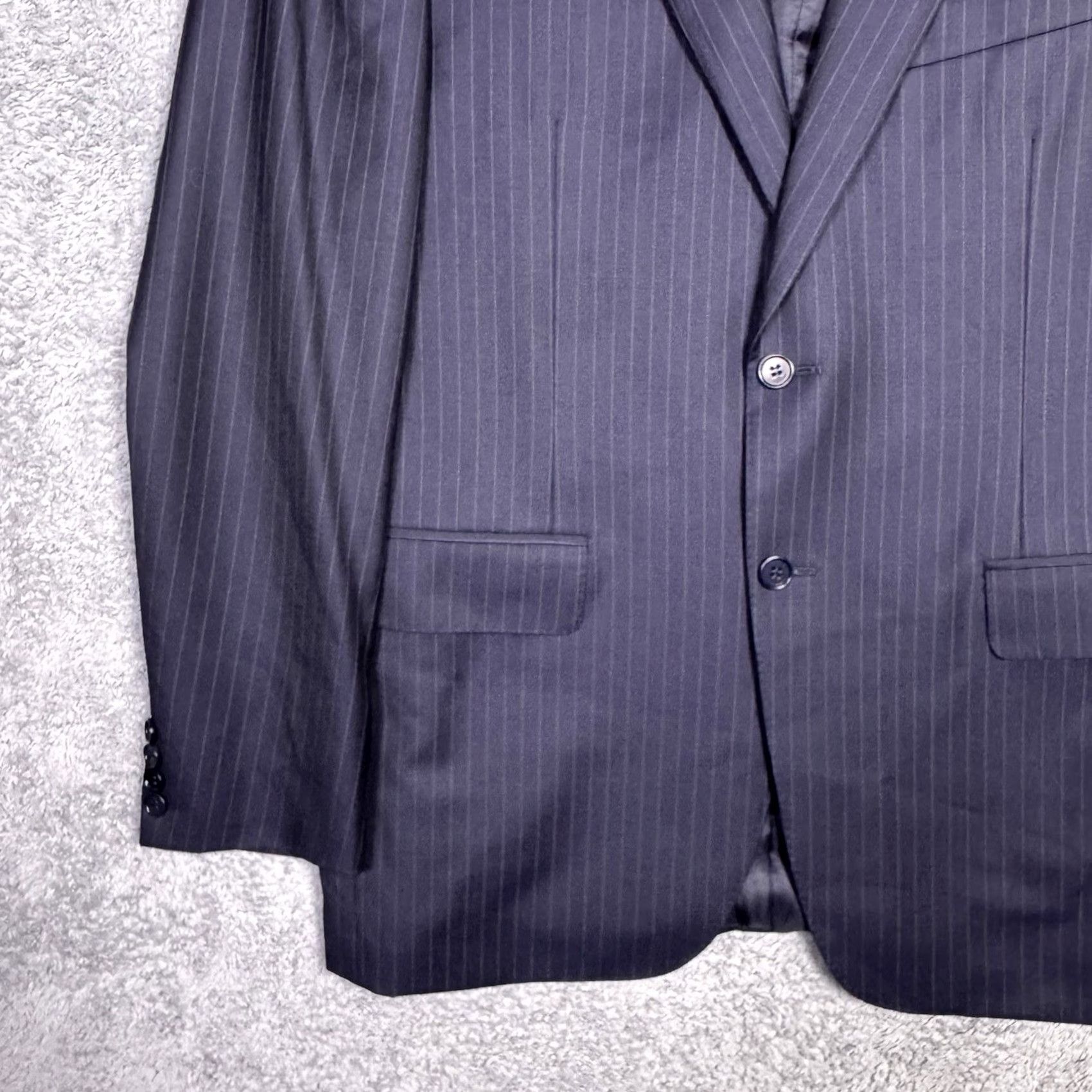 Canali Canali 1934 Blazer Men EU 50R Wool Striped 42" Chest Notch Lapel Double-Vented Two-Button Flat Front Regular Classic Cardigan not included Size 50R - 2 Thumbnail