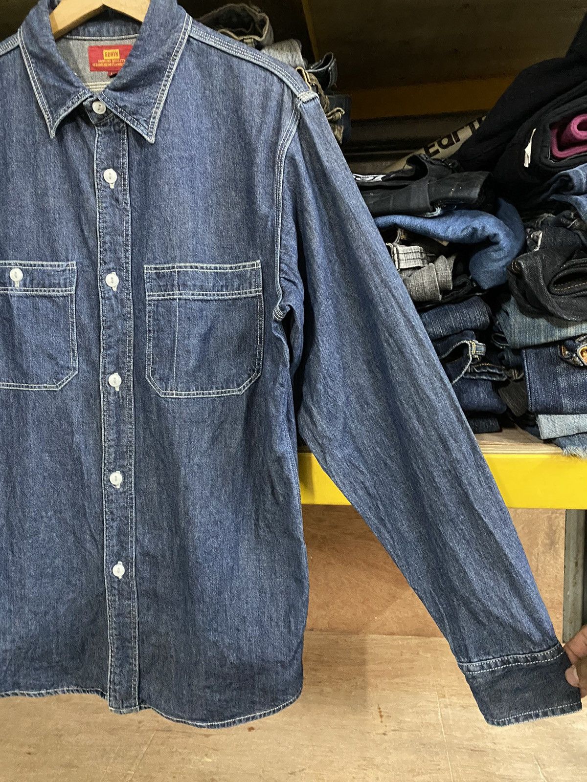 Edwin × Japanese Brand Japanese Edwin Old America Classic Taste Denim Shirt Size US L / EU 52-54 / 3 - 3 Thumbnail