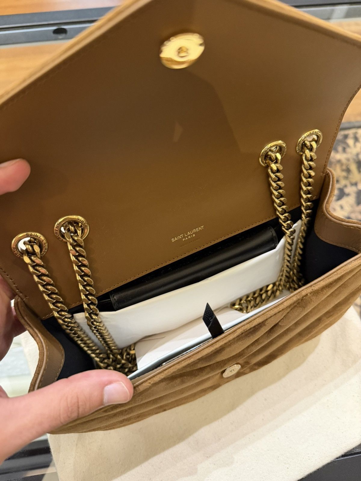 Yves Saint Laurent Saint Laurent Matelassé Suede Small LouLou Bag Size ONE SIZE - 8 Thumbnail