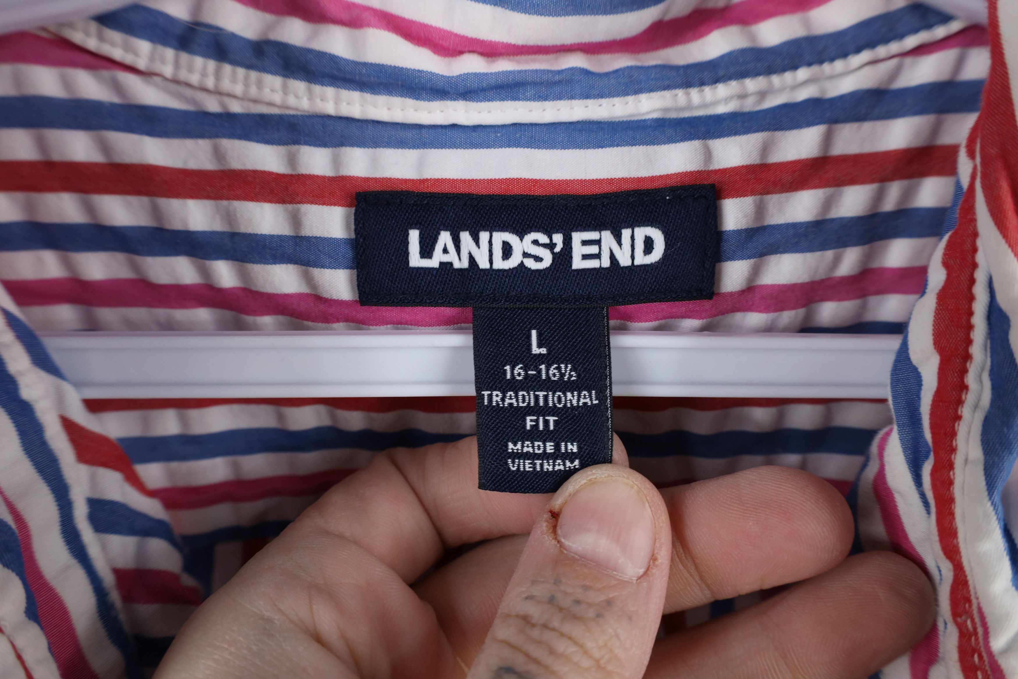 Lands' End × Vintage Vintage Lands End Fit Striped Seer Sucker Button Down Shirt Size US L / EU 52-54 / 3 - 6 Thumbnail
