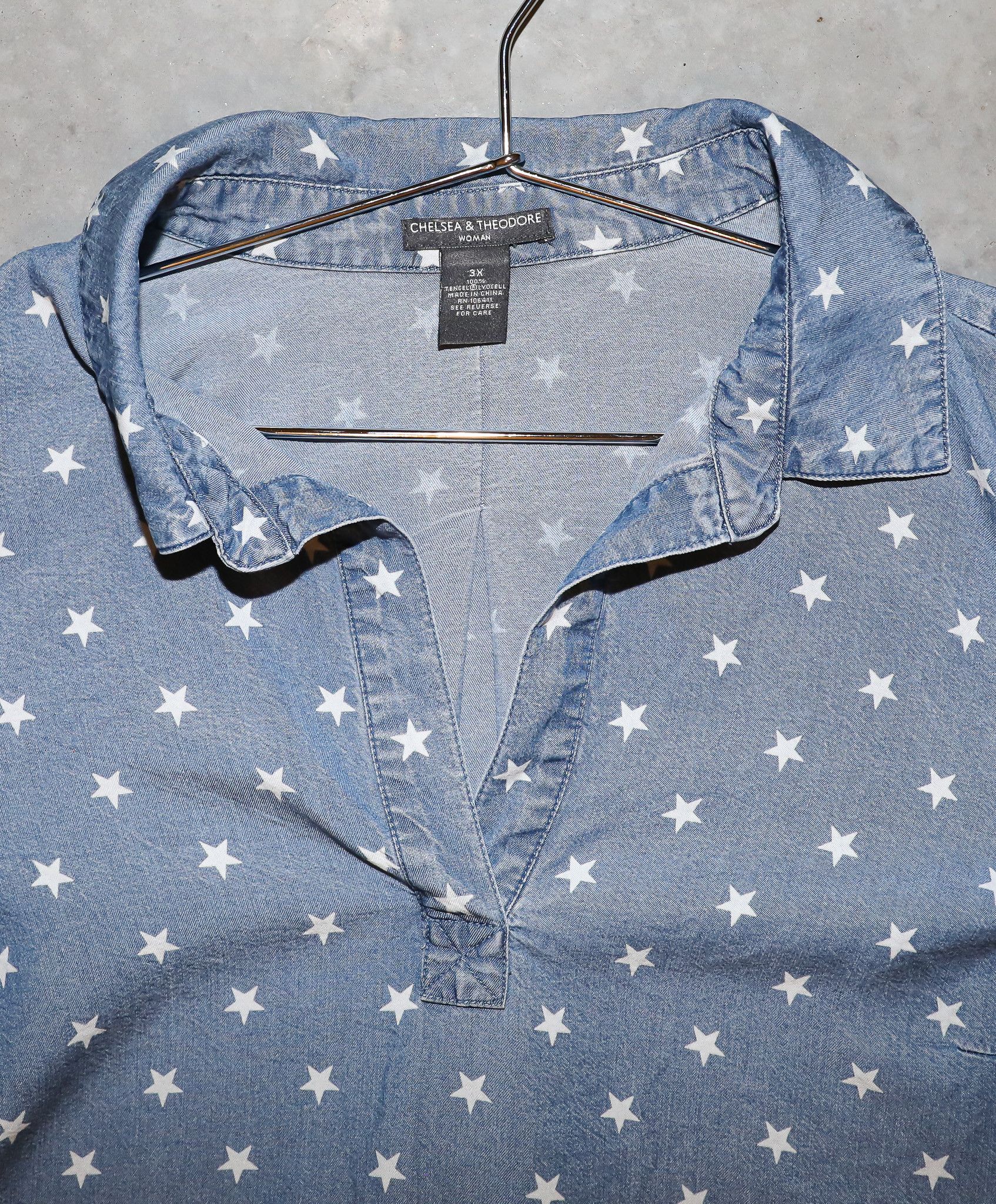 Vintage Blue Denim Star Casual Everyday Shirt Size 3X Size 3XL / US 20-22 - 2 Thumbnail
