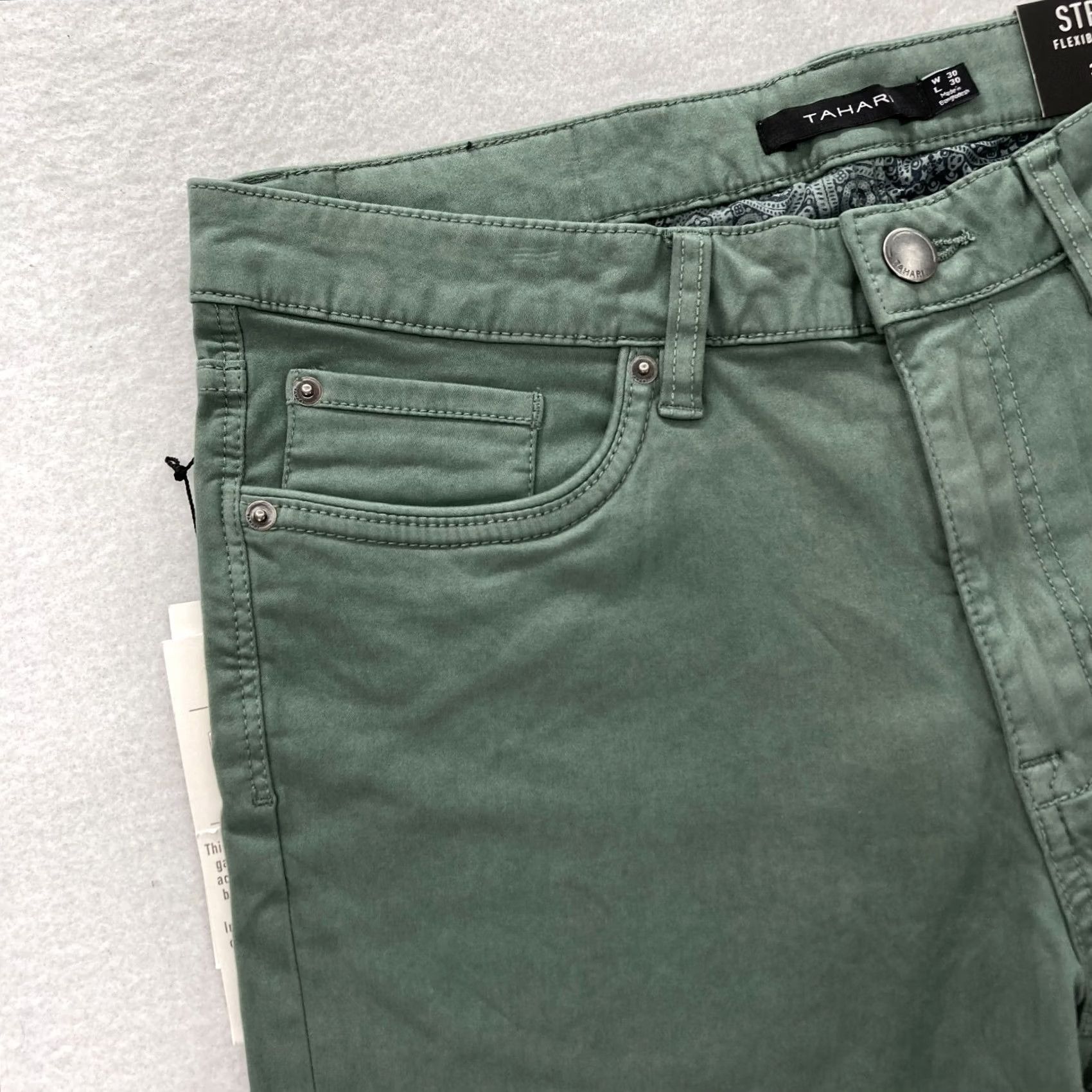 Vintage TAHARI The Do It All Pant Mens 30x30 Green Stretch Waistband Classic Straight Pants Size US 30 / EU 46 - 3 Thumbnail