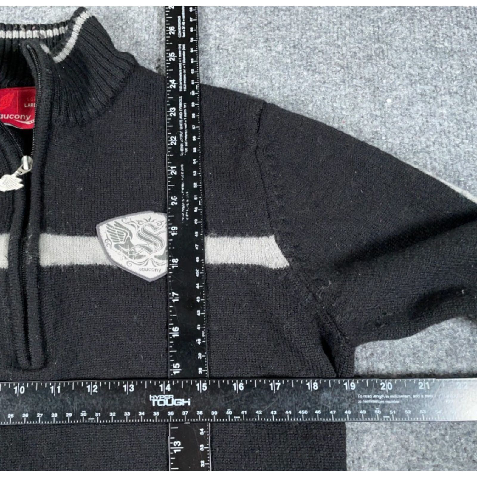 Saucony Saucony 1/4 Zip Sweater Women's Large Black Gray Wool Acrylic Casual Retro Size L / US 10 / IT 46 - 5 Thumbnail