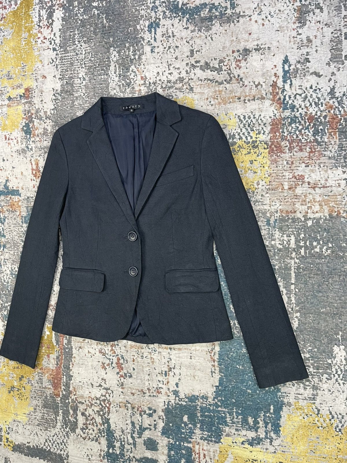 Theory Theory Akrans Irish Deep Blue Seer Shrunken Blazer Size XS / US 0-2 / IT 36-38 - 4 Thumbnail