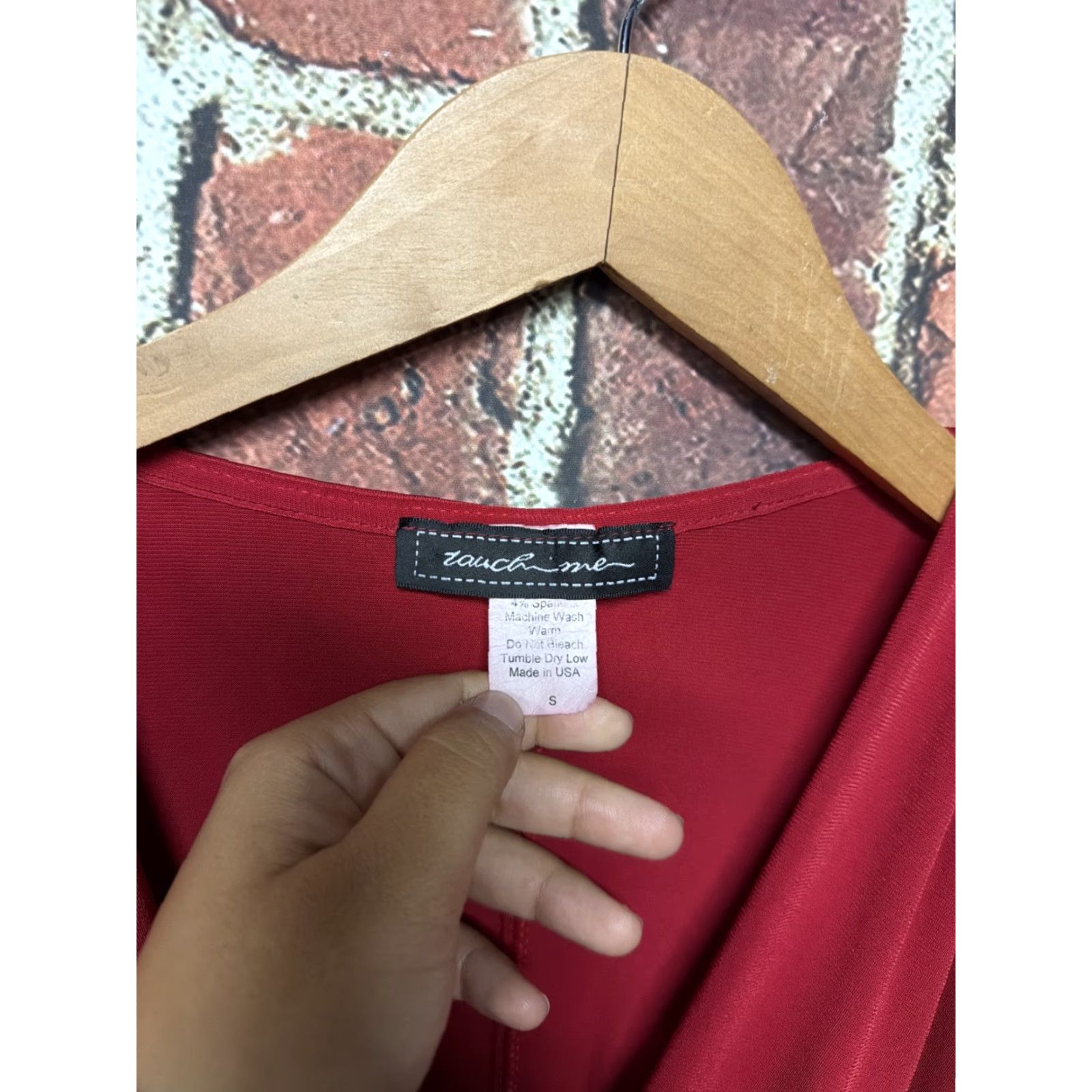 Vintage Touch Me Blouse Womens Top Vintage Y2K Small Red Sleeveless Crew Neck Button Chiffon Ruffle Size S / US 4 / IT 40 - 2 Thumbnail