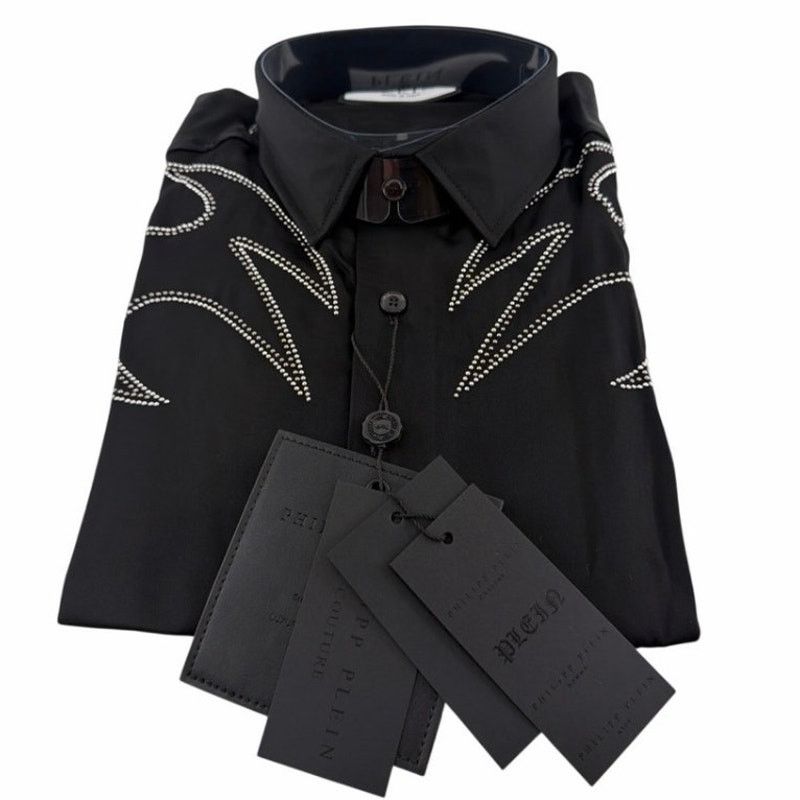 Philipp Plein Philipp Plein Men's Black Embellished Texas Shirt Size 3XL Size US XXL / EU 58 / 5 - 5 Thumbnail