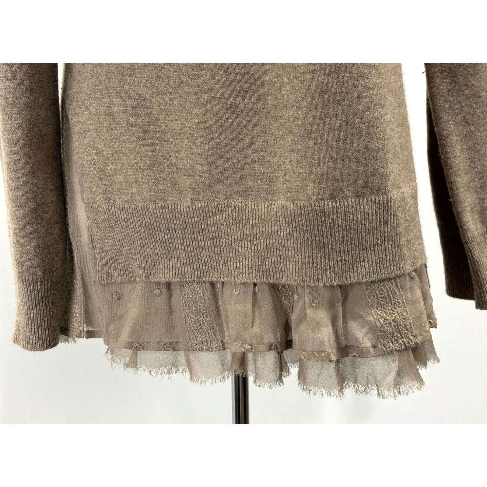 Vintage Garnet Hill Shirttail Cashmere Sweater Women’s Large Brown Classic Pullover Knit Round Neck Long Sleeve Modern Preppy Womens L Size L / US 10 / IT 46 - 6 Thumbnail