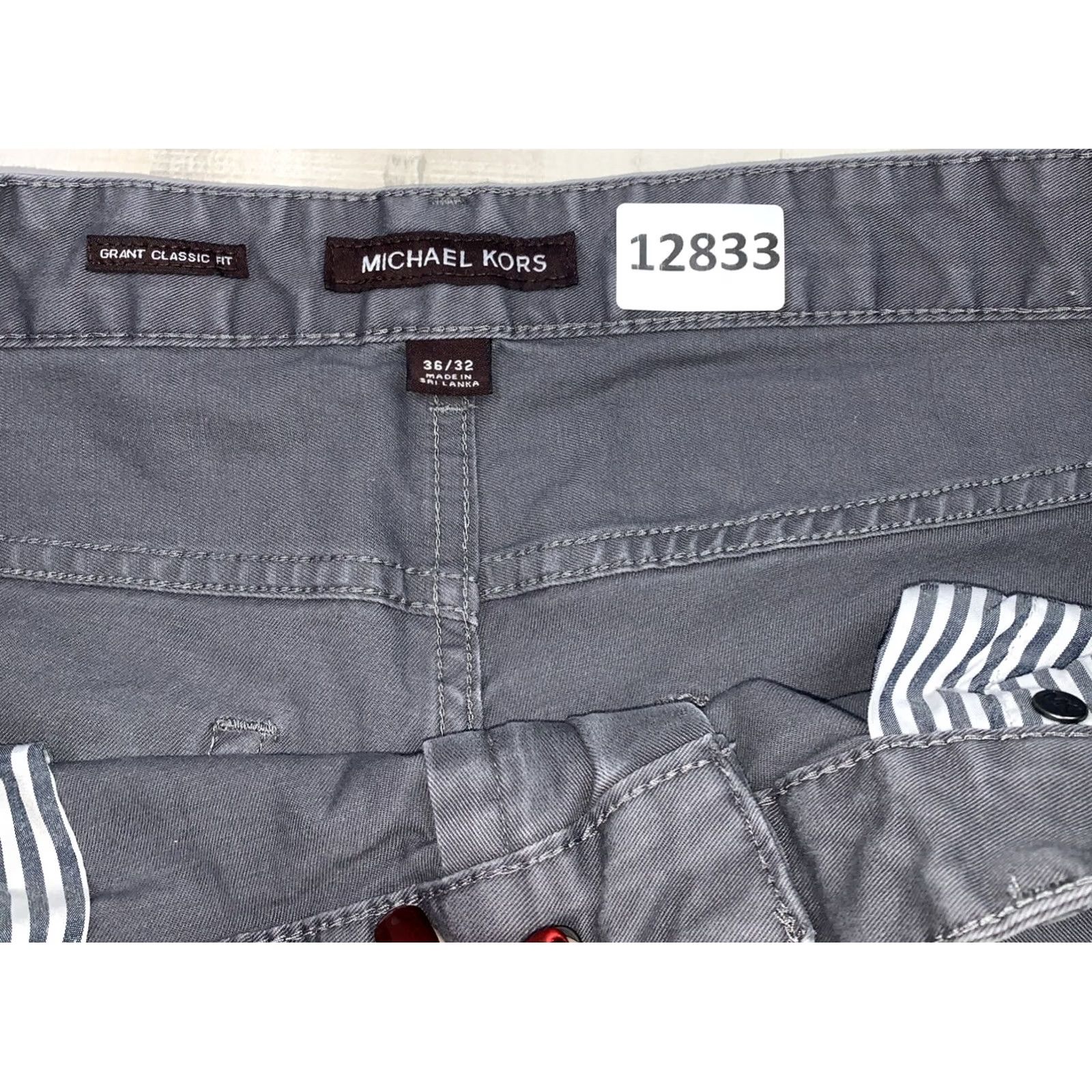 Michael Kors Michael Kors Grant Classic Fit Mens Pants Straight Leg Chino 36x32 Gray Cotton Blend Flat Front Zip Twill City Preppy 12833 Mens Size US 36 / EU 52 - 4 Thumbnail