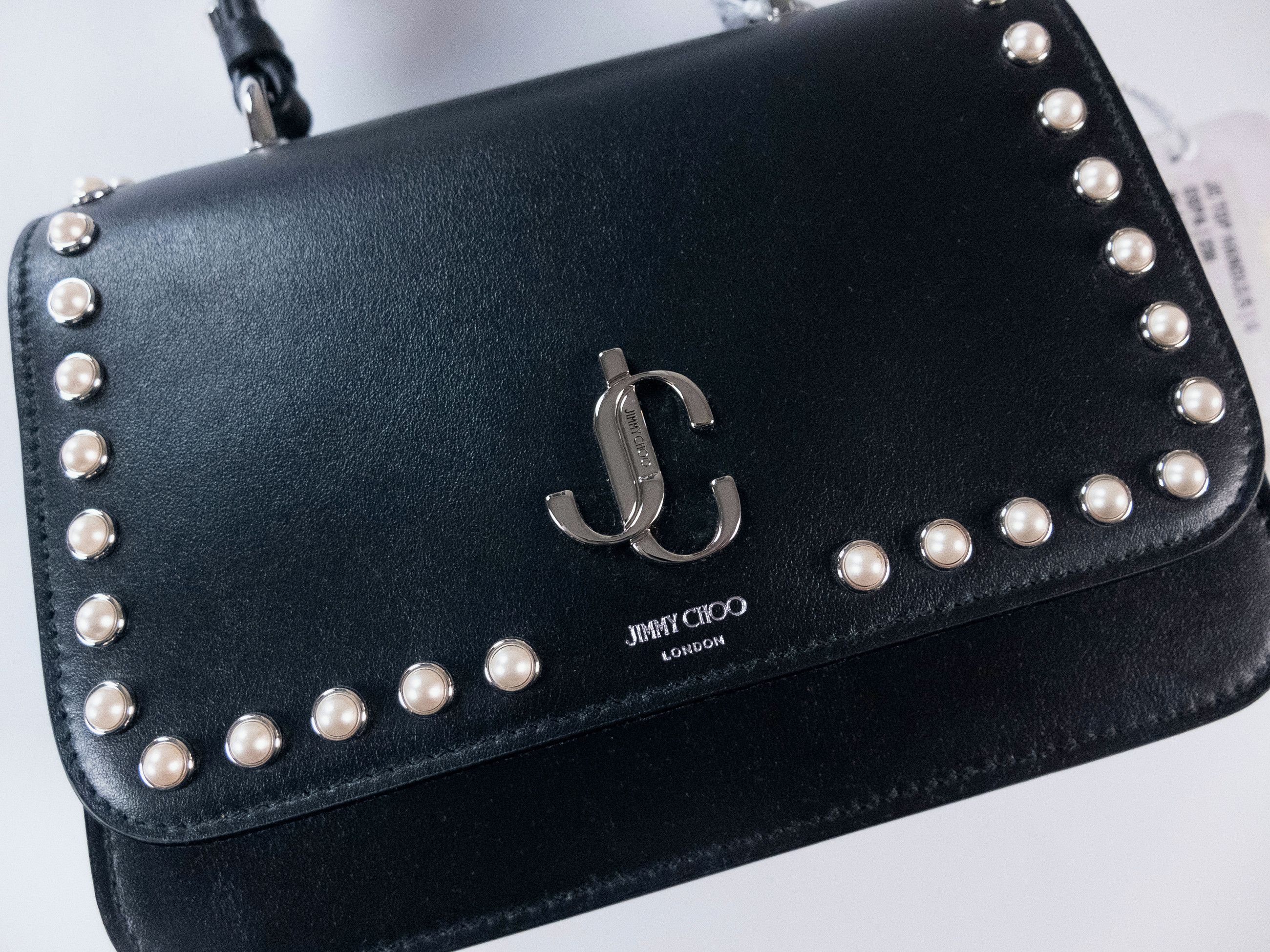Jimmy Choo JIMMY CHOO JC Top Handle small black leather bag w pearls Size ONE SIZE - 2 Thumbnail
