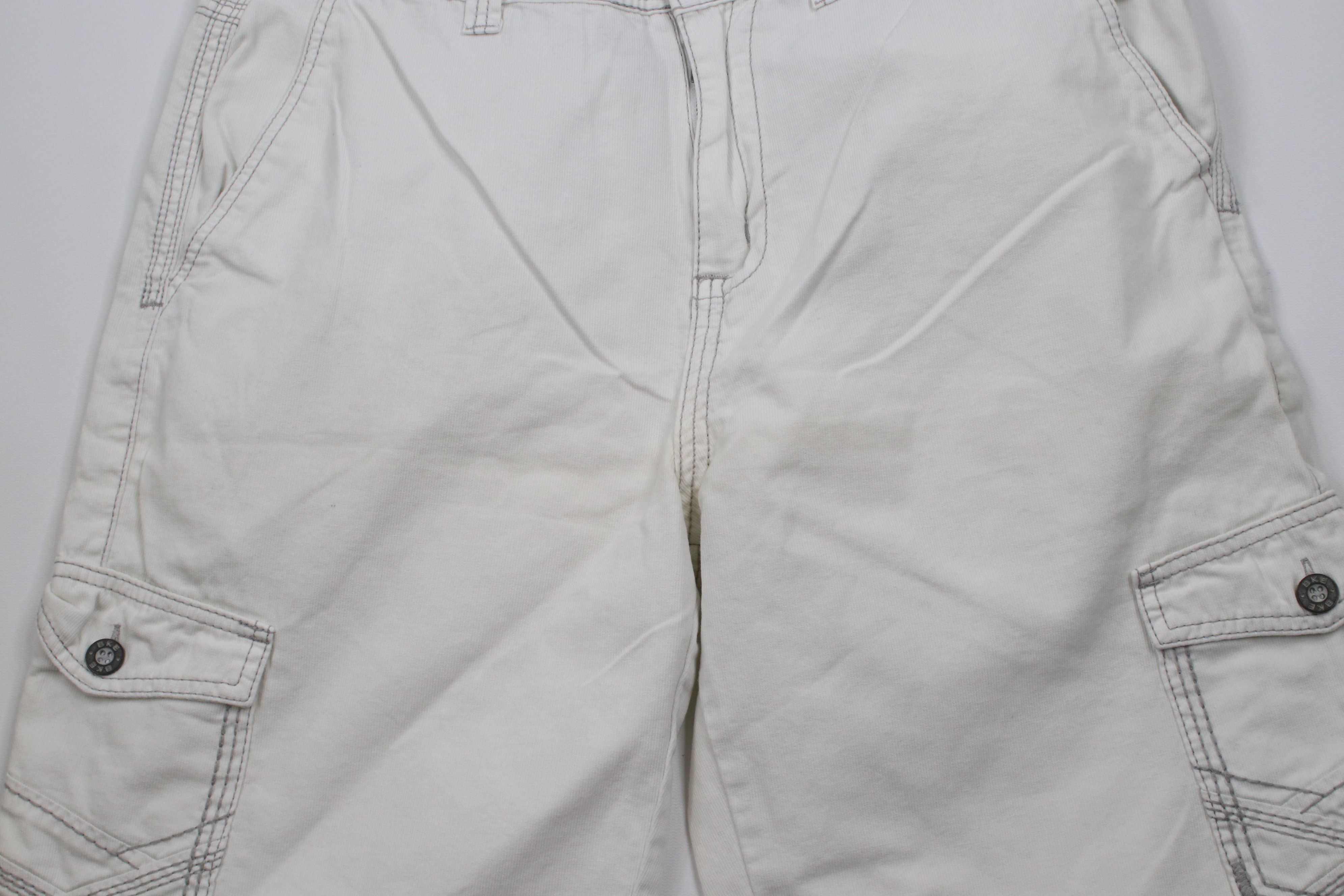 Vintage Buckle BKE Fit Baggy Ribbed Cargo Shorts White Cotton Size US 36 / EU 52 - 3 Thumbnail