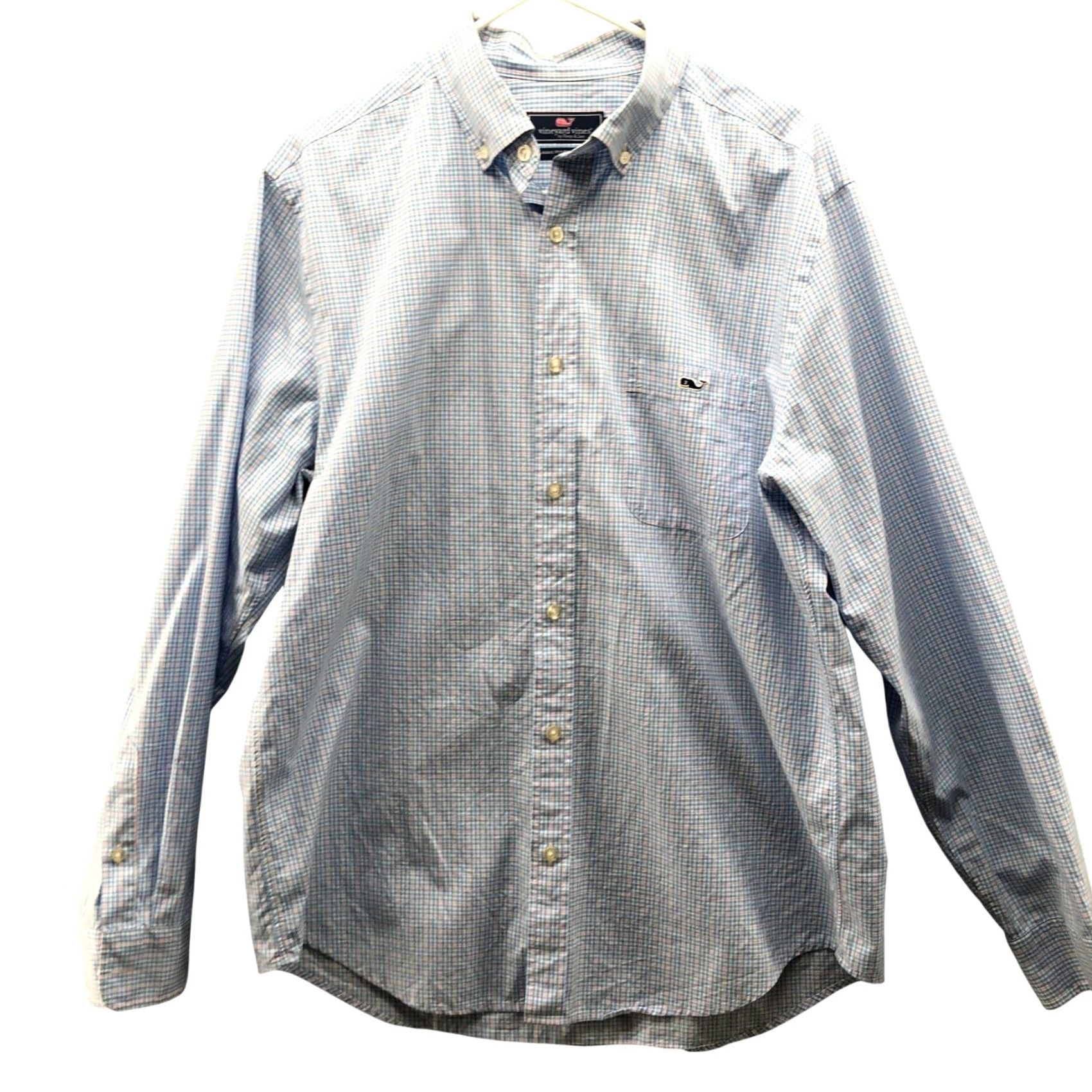 Vineyard Vines Vineyard Vines Tucker Classic Fit Shirt Mens M Blue Plaid Long Sleeve Button-Down Chest Pocket Embroidered Whale Logo Shirt Size US M / EU 48-50 / 2 - 2 Thumbnail