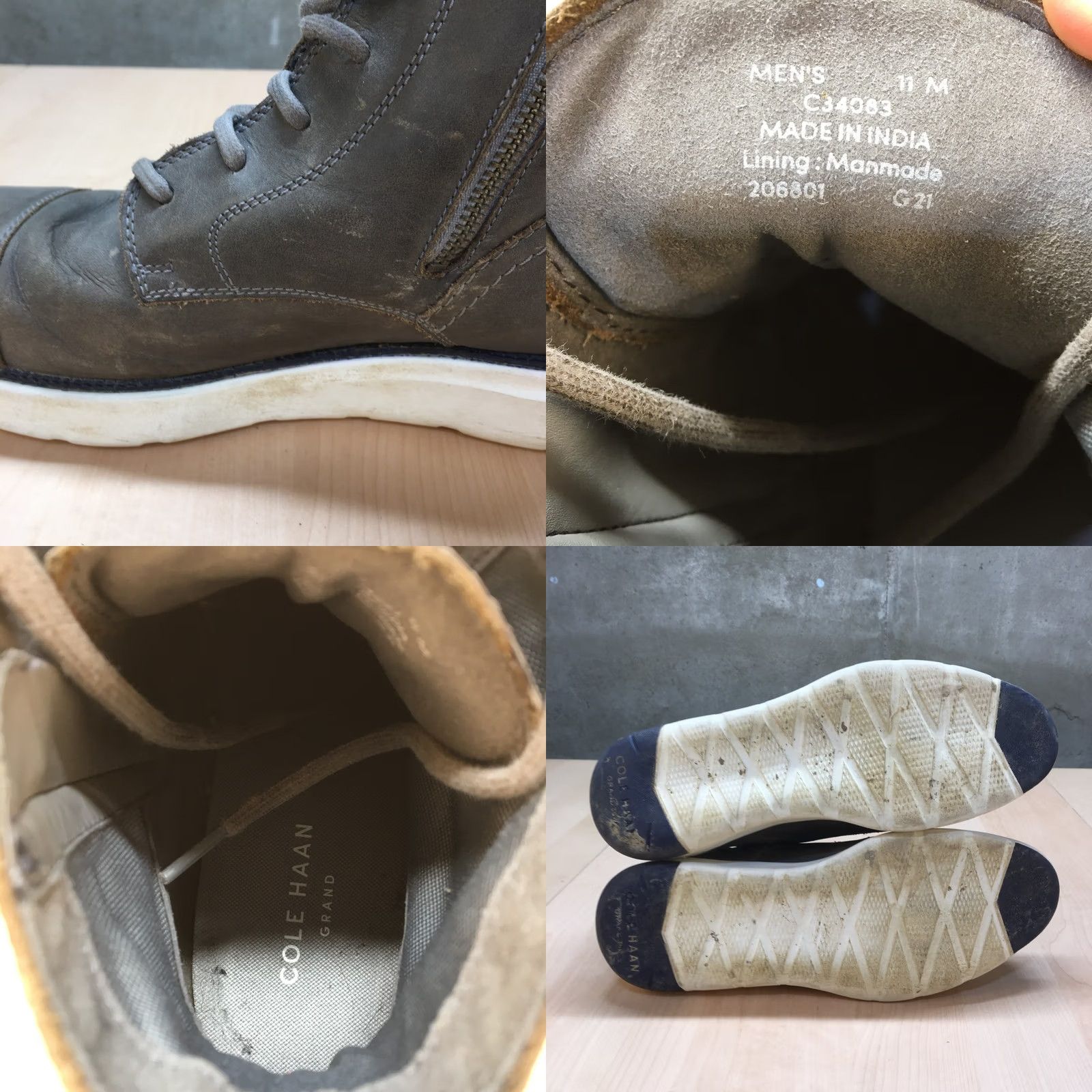 Cole Haan Cole Haan Grand Atlantic Leather Boot Mens 11 M Gray Comfort Grand Zip Everyday Chukka Boots Casual Shoes Size US 11 / EU 44 - 8 Thumbnail