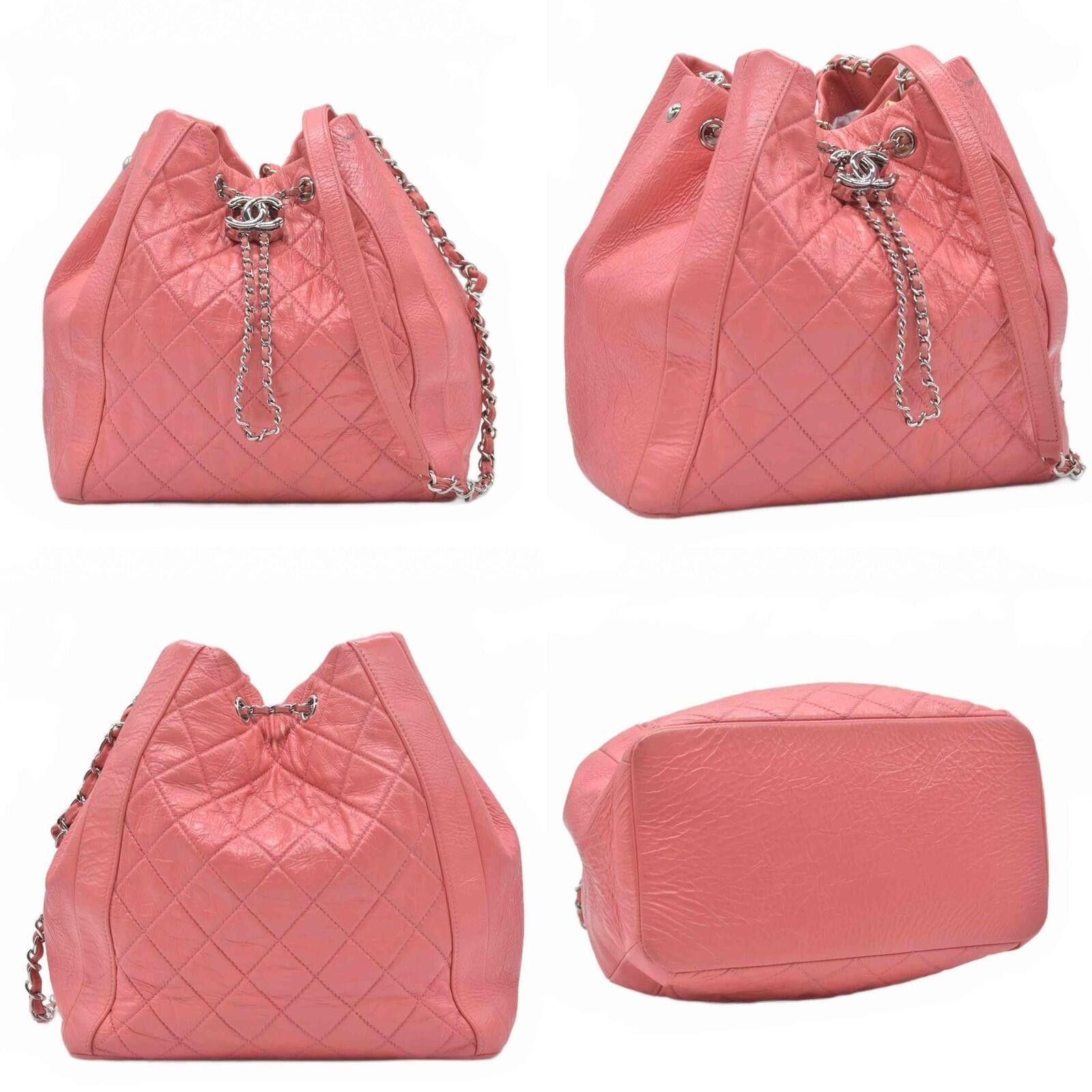 Chanel $4500 Chanel Pink CC Chain Drawstring Bucket Bag Leather Size ONE SIZE - 2 Thumbnail