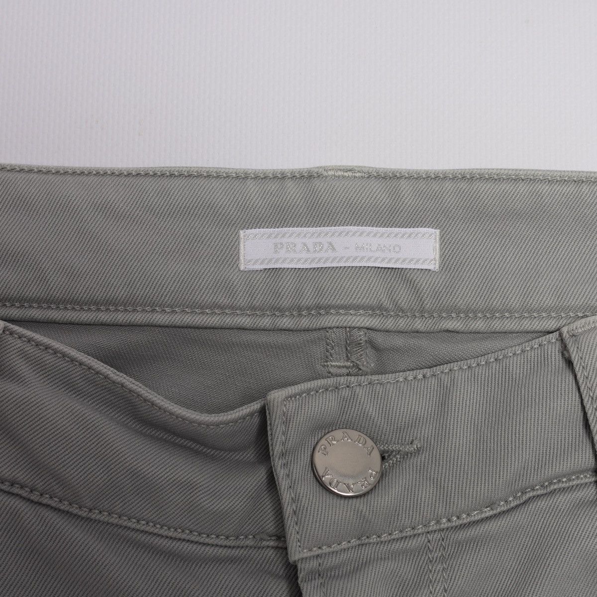 Prada Prada Gray Cotton Pants Logo Raw Edge Size 27" / US 4 / IT 40 - 11 Thumbnail