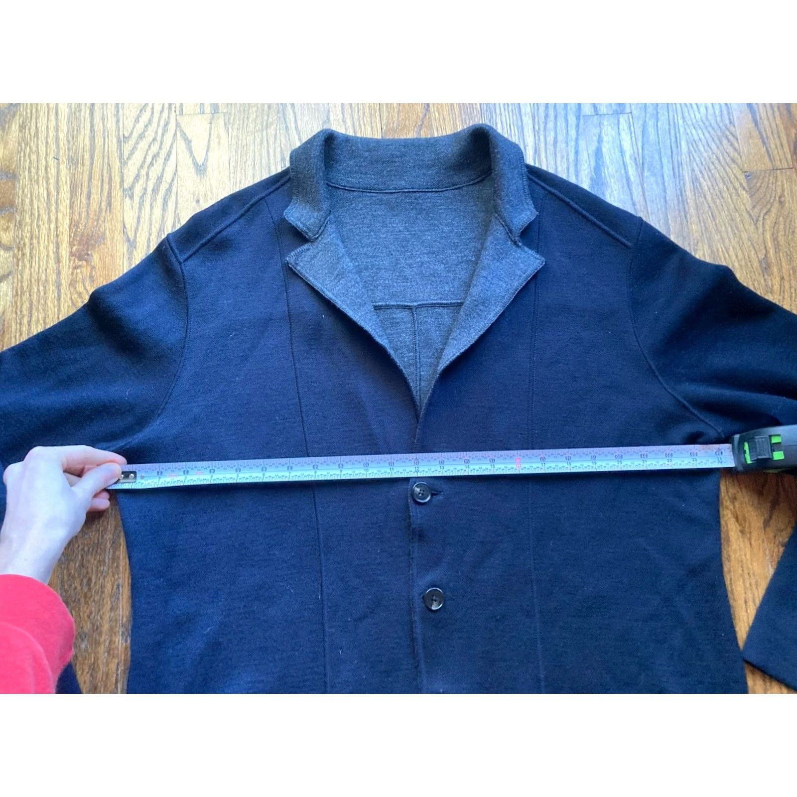 Vintage Maurizio Baldassari Sweater Jacket Mens 56 EU Reversible Jamaica Wool Swacket Navy Blue/Gray 2XL Cardigan Reversible Knit Wool Nylon Lyca Size US XXL / EU 58 / 5 - 5 Thumbnail