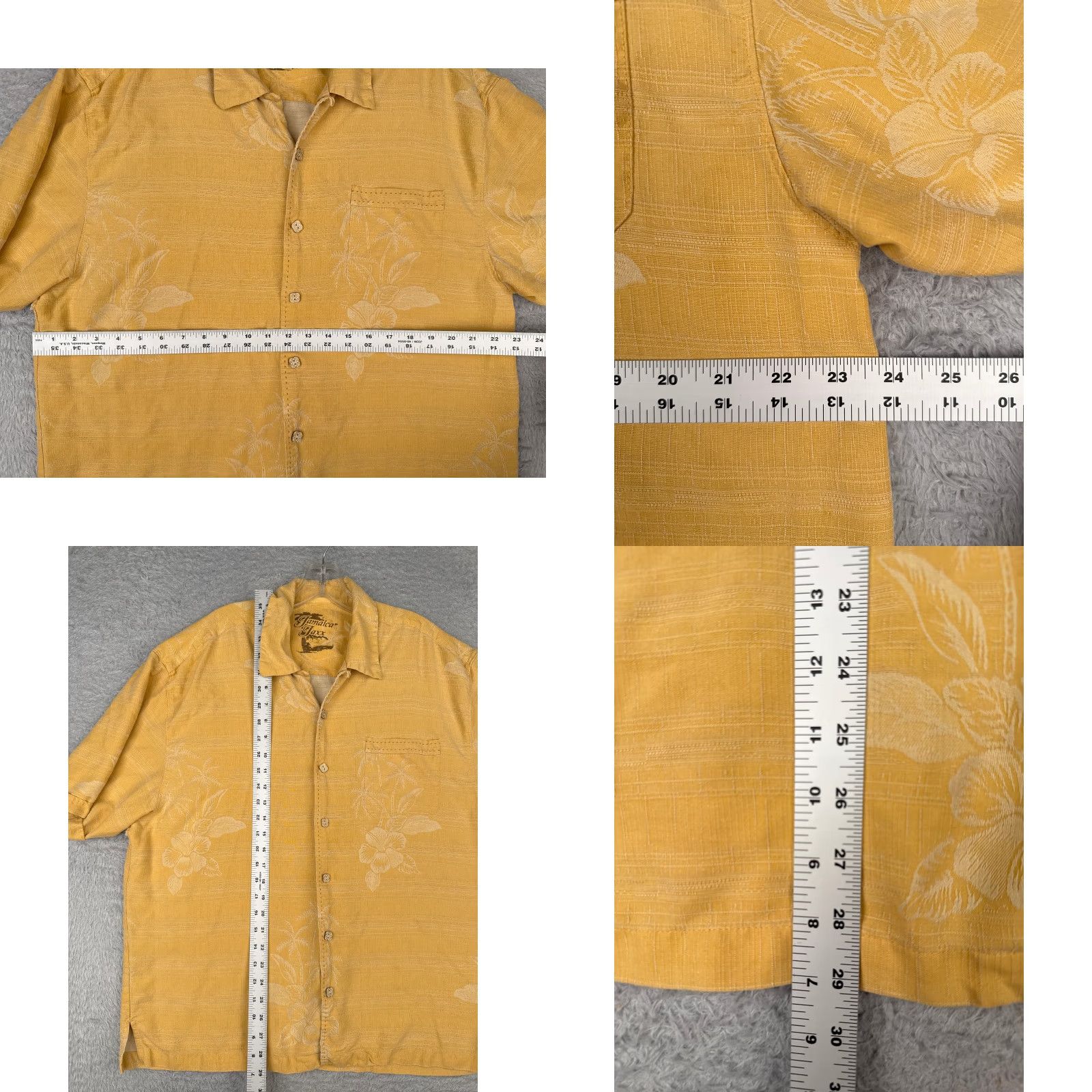 Vintage Jamaica Jaxx Shirt Men XL Yellow Floral Hawaiian 100% Silk Button Up, Button-Up, Aloha, Beach, Vacation, Resort, Casual Shirt Womens? Size US XL / EU 56 / 4 - 8 Thumbnail