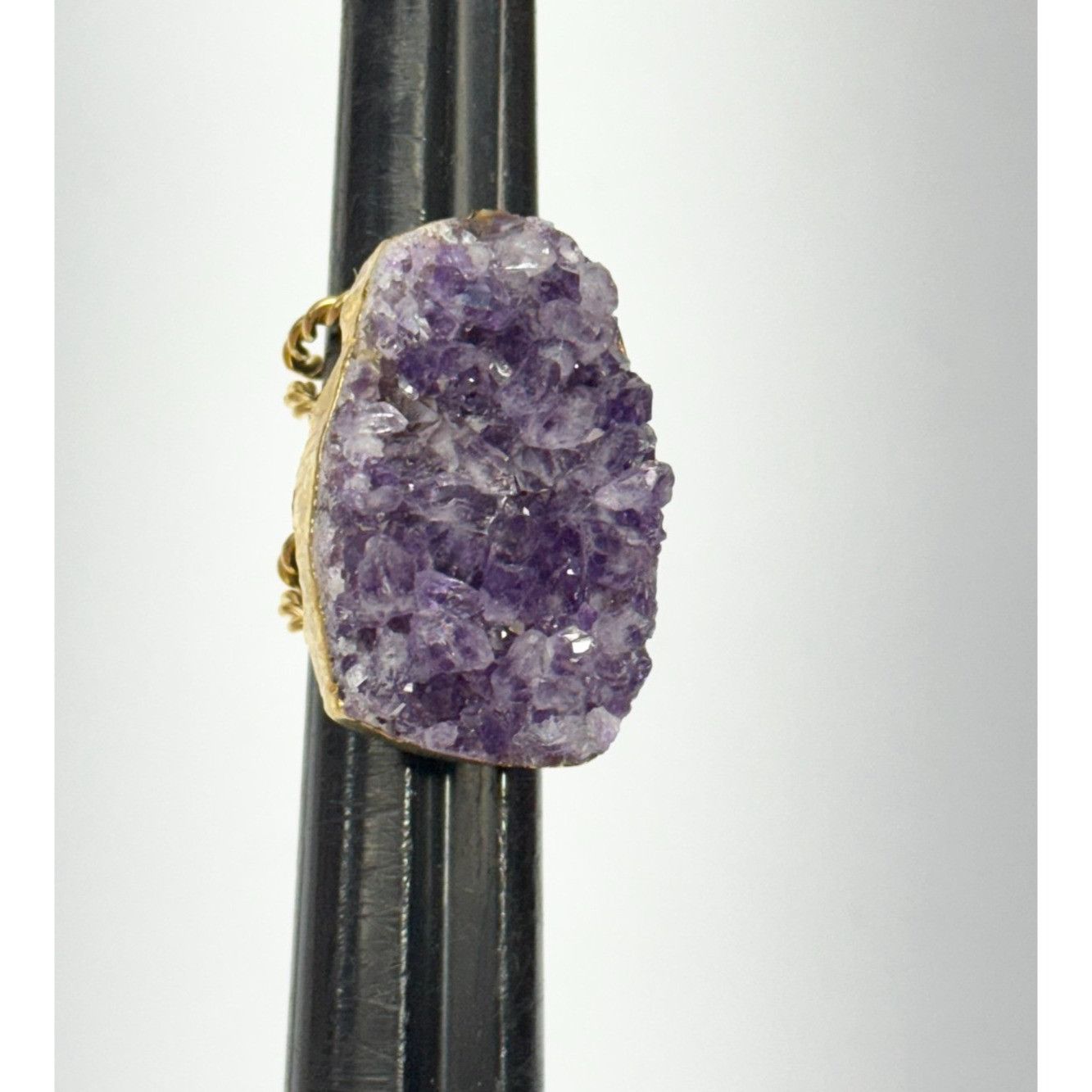 Vintage Vintage amethyst druzy purple stone adjustable ring Size ONE SIZE - 2 Thumbnail