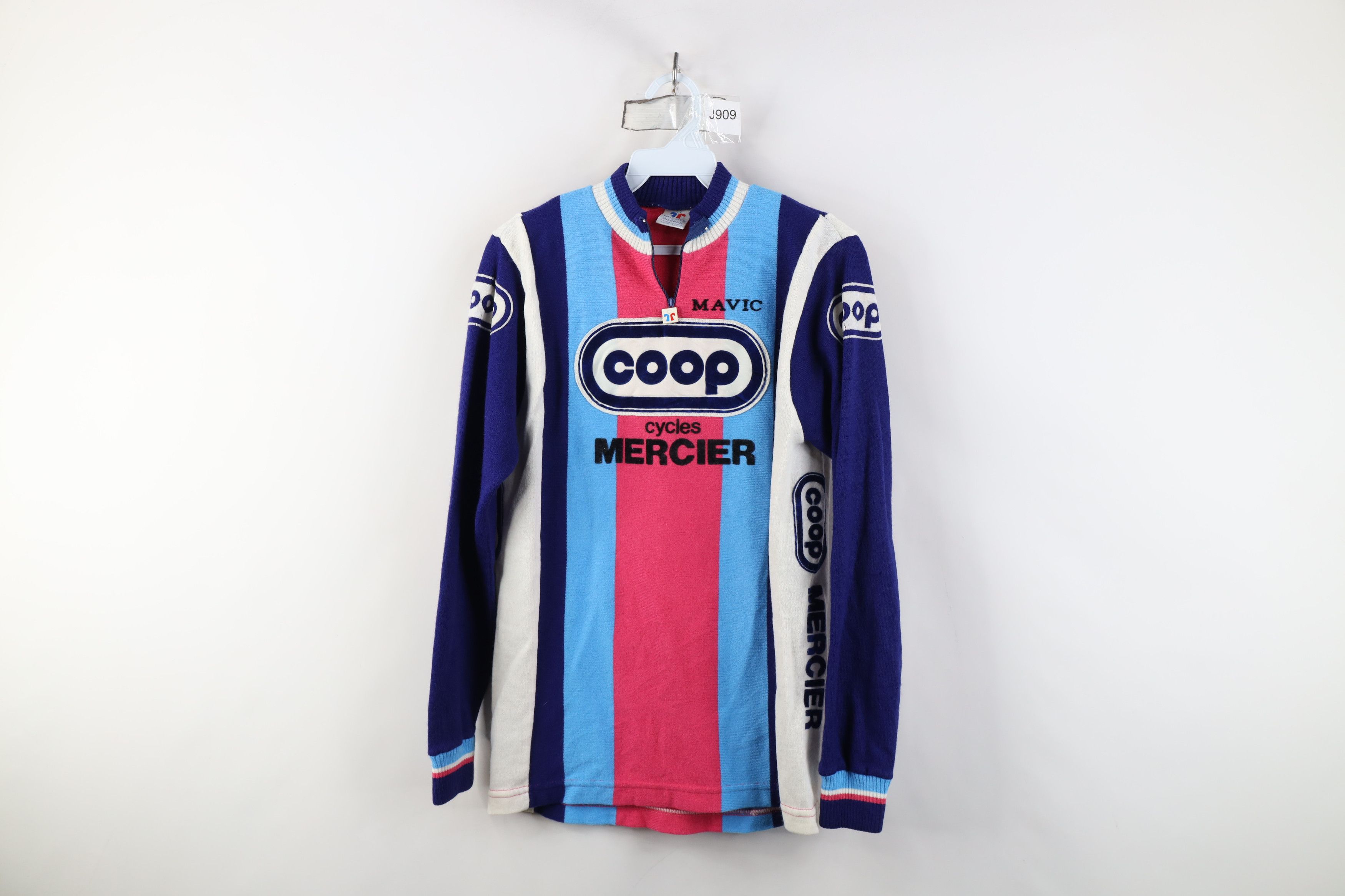 Vintage Vintage 80s Cycles Mercier Knit Long Sleeve Cycling Jersey Size US M / EU 48-50 / 2 - 1 Thumbnail