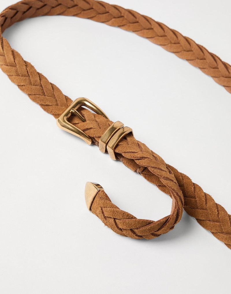 Brunello Cucinelli o1la1rc1a0326 Size:OS / Reversed Calfskin Braided Belt Brown Size ONE SIZE - 2 Thumbnail