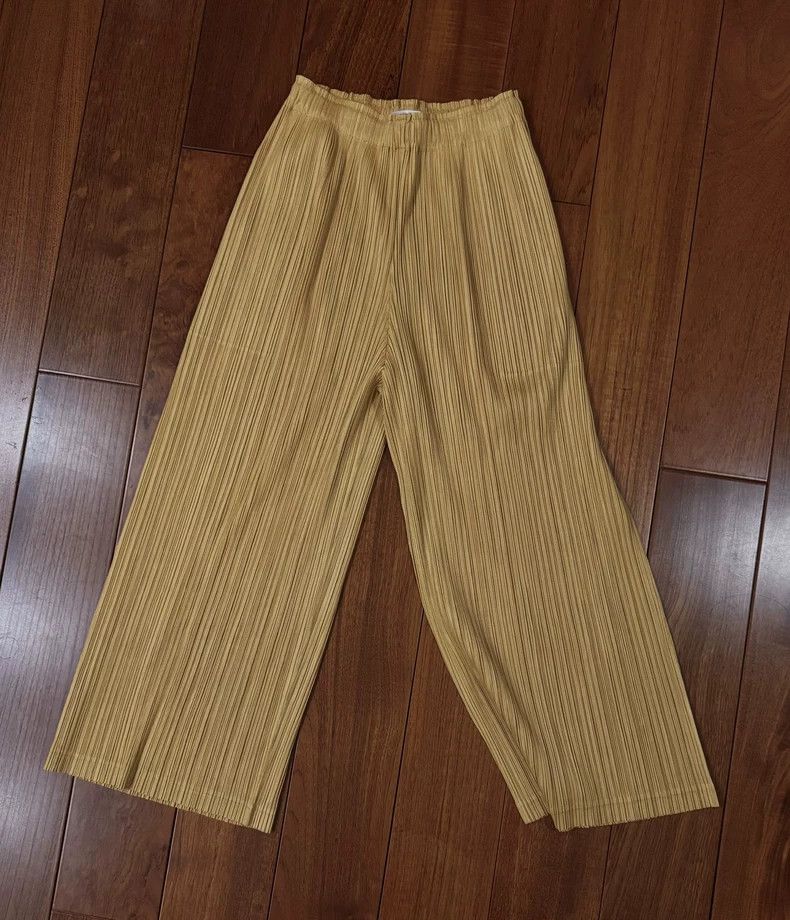 Issey Miyake Issey Miyake size:3 Brown pleated wide-leg pants Size 23" - 1 Thumbnail